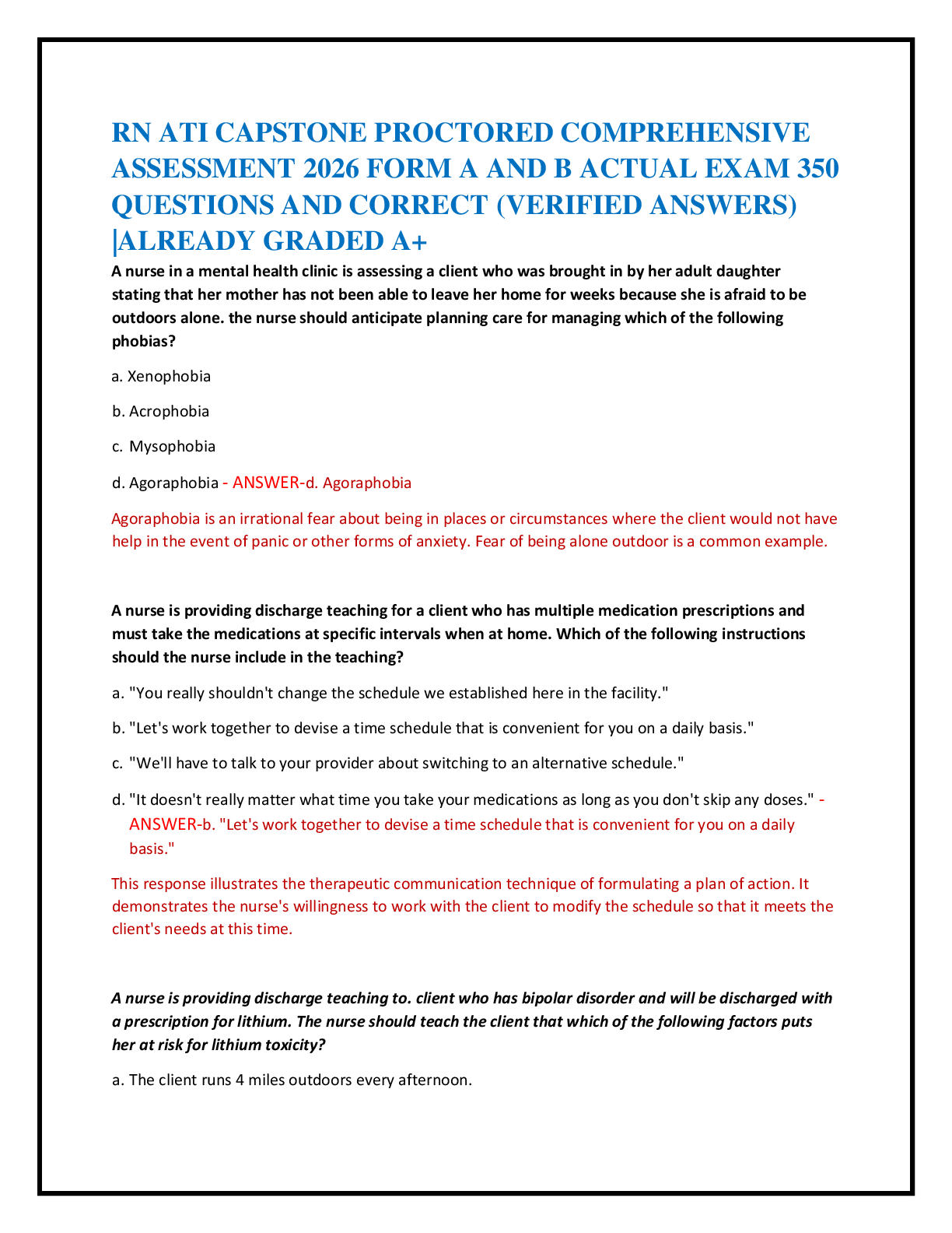 RN ATI CAPSTONE PROCTORED COMPREHENSIVE   ASSESSMENT 2026 FORM A AND B ACTUAL EXAM 350   QUESTIONS AND CORRECT (VERIFIED ANSWERS)  |ALREADY GRADED A+