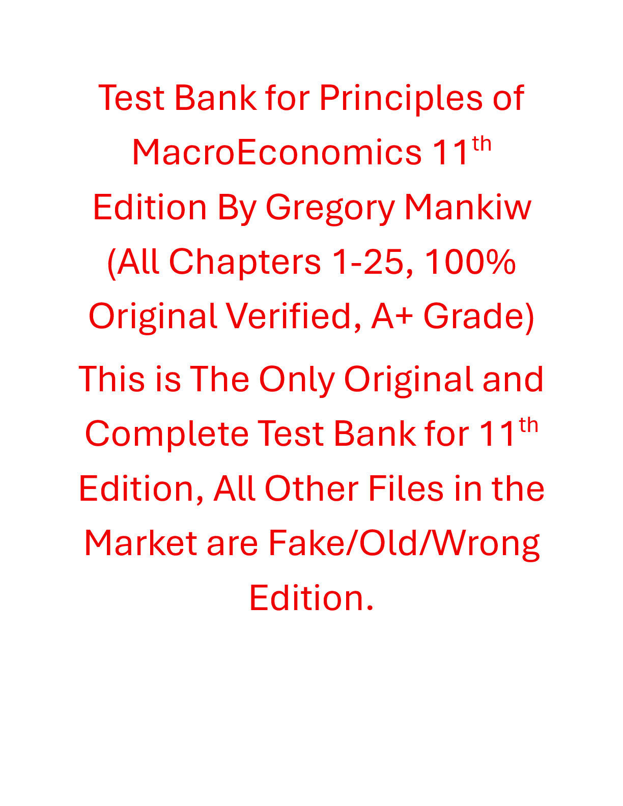 Preview of Test Bank Principles of Macroeconomics 11th Edition By Gregory Mankiw