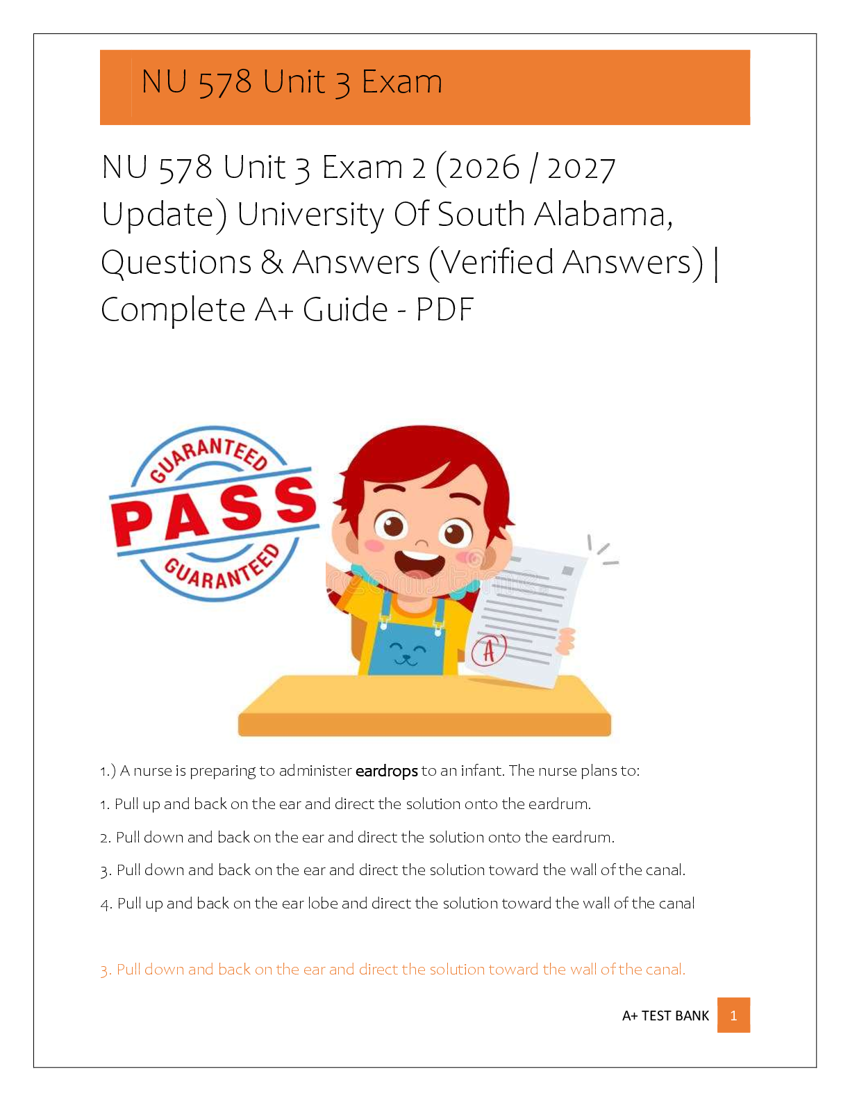 Recommended document preview for NU 578 Unit 3 Exam 2 (2026 / 2027  Update) University Of South Alabama,  Questions & Answers (Verified Answers) |  Complete A+ Guide - PDF