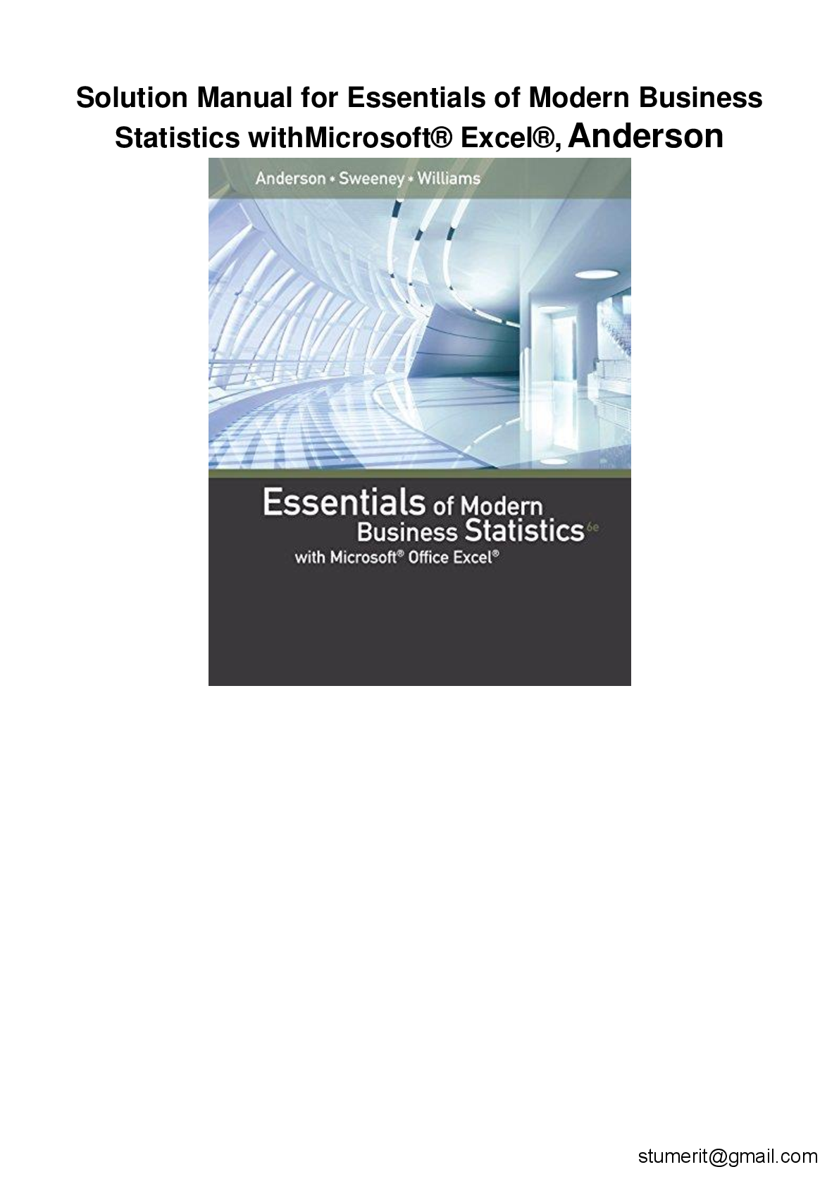 Preview of Solution Manual for Essentials of Modern Business  Statistics with Microsoft® Excel®, Anderson