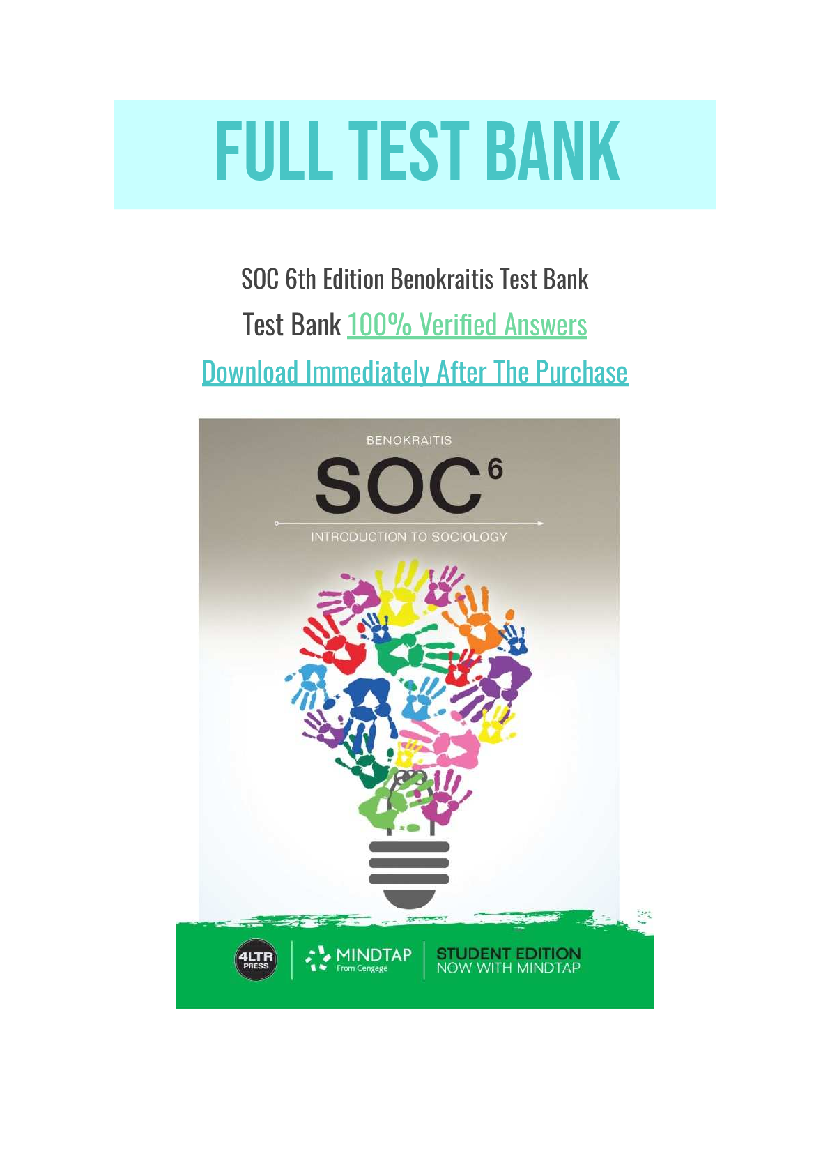 Test Bank For SOC 6th Edition By Nijole V. Benokraitis