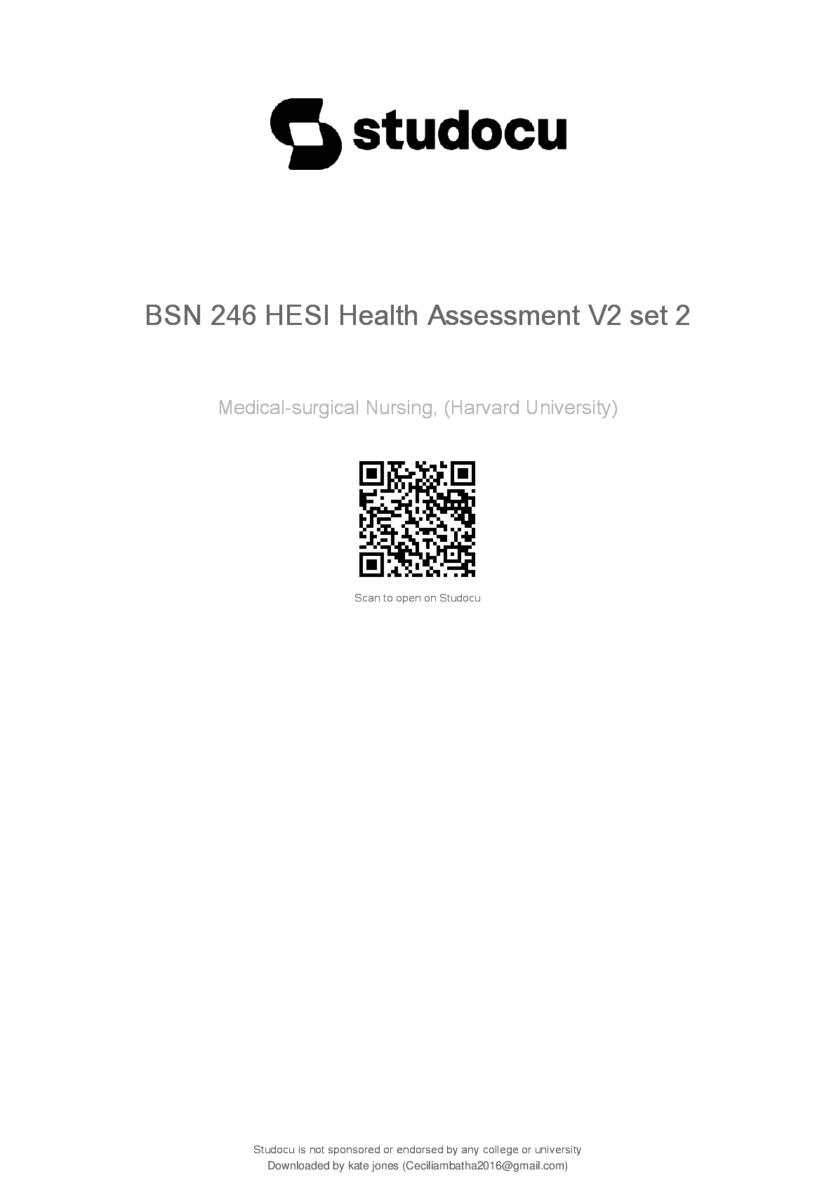 Preview of BSN246 HESI Health Assessment V2  EXAM(2 Set Exams) Nightingale College Actual Qs &amp; Verified Ans to Pass the Exam