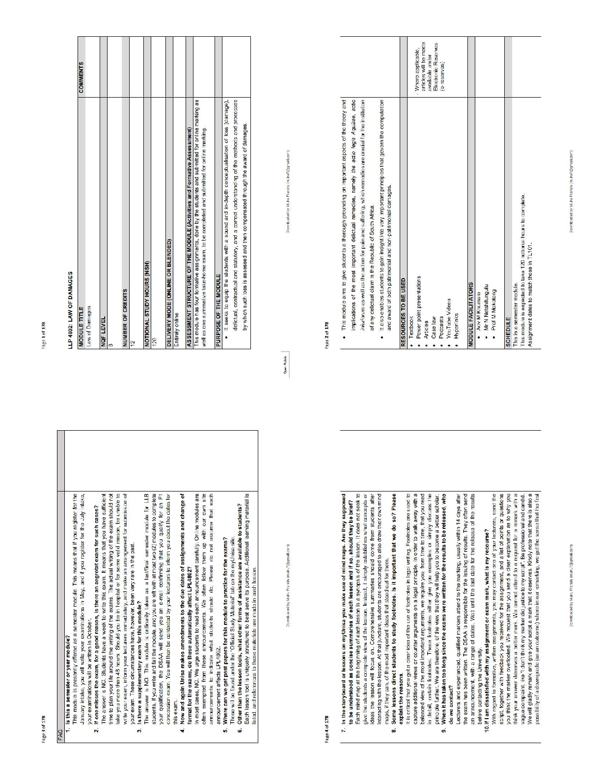 Recommended document preview for LPL4802 Law of Damages Comprehensive Study Guide   / 2026 Updated Notes & Exam Prep