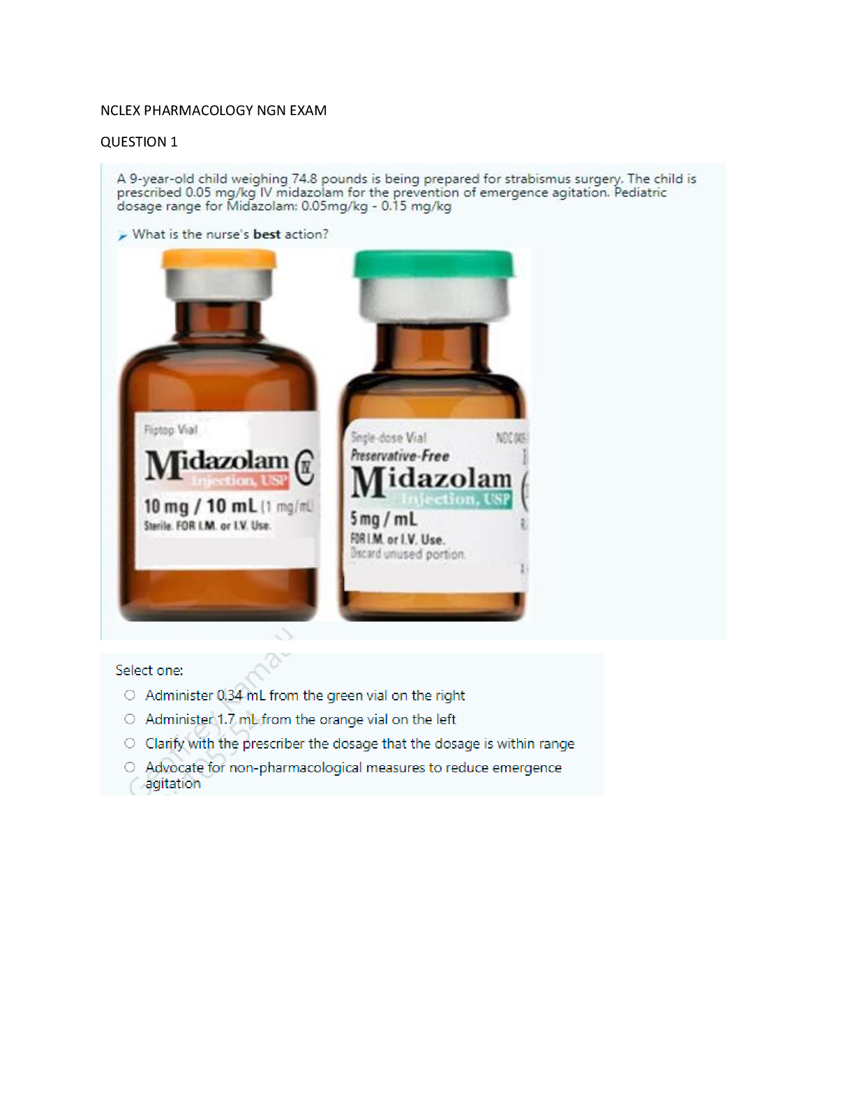 Preview of NCLEX PHARMACOLOGY NGN EXAM