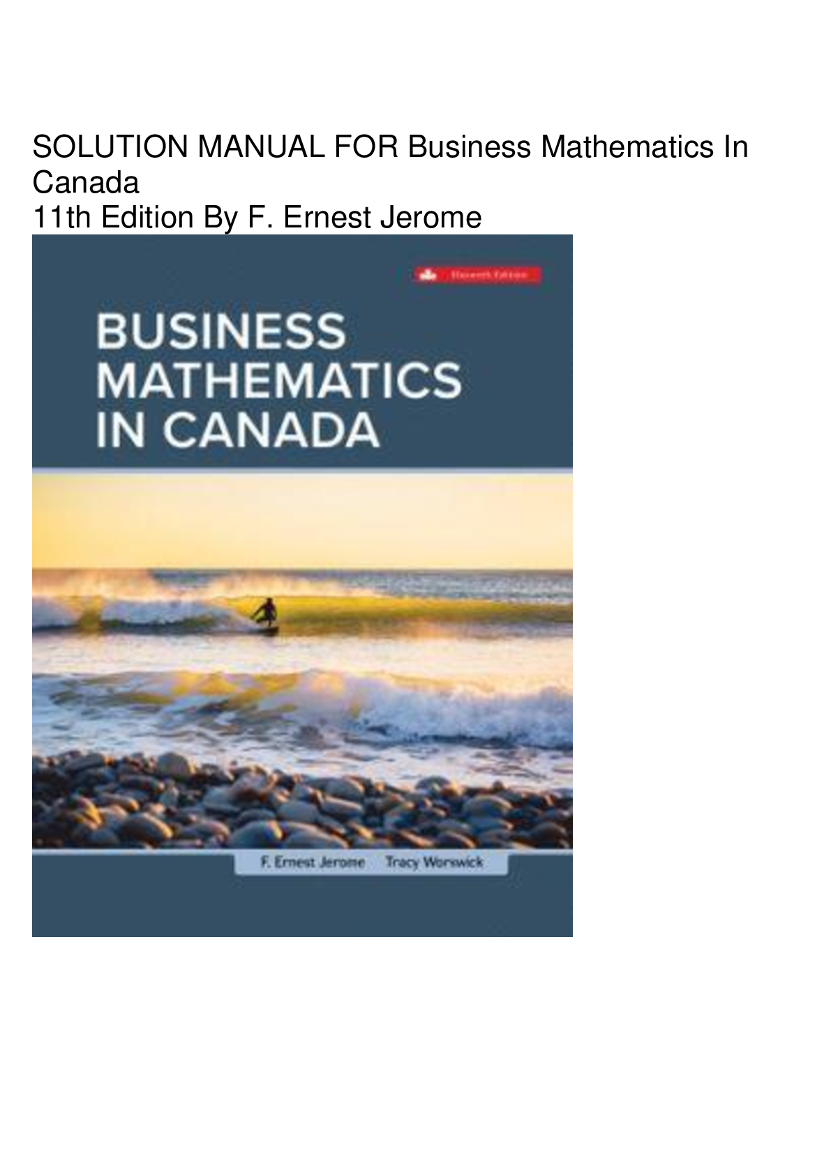 Preview of SOLUTION MANUAL FOR Business Mathematics In  Canada  11th Edition By F. Ernest Jerome