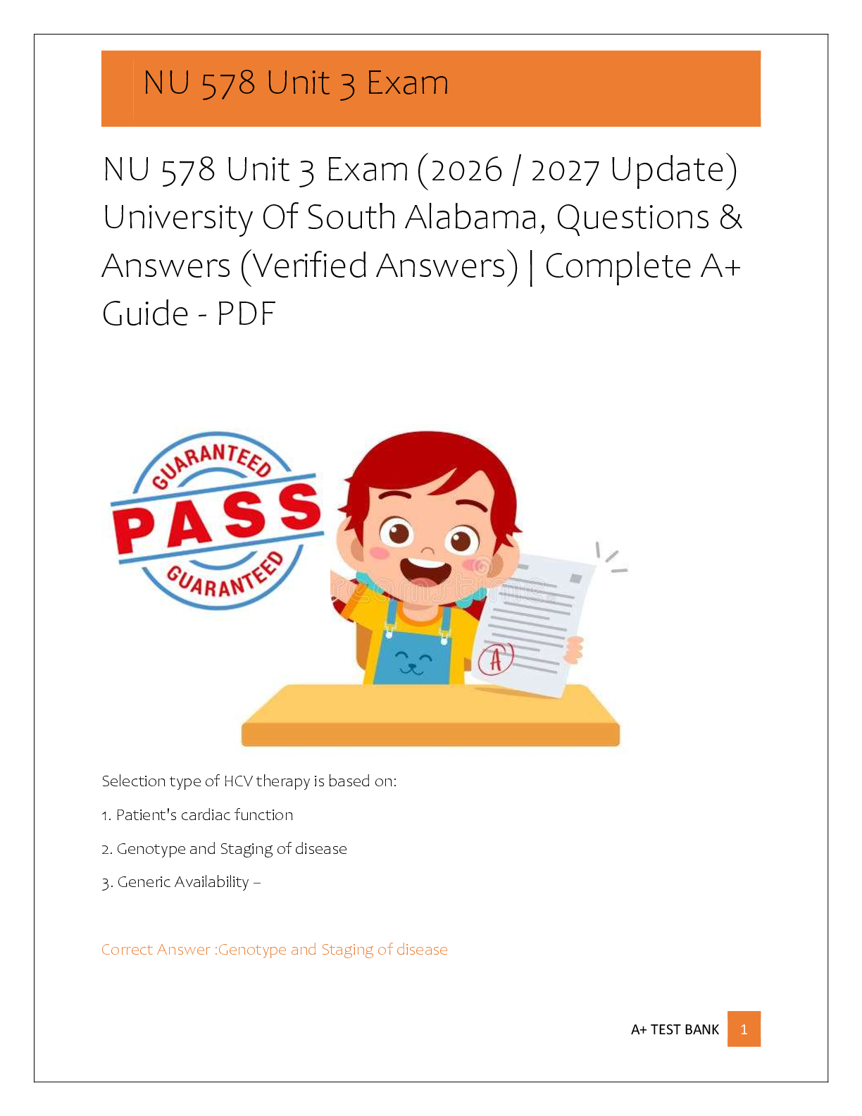Recommended document preview for NU 578 Unit 3 Exam (2026 / 2027 Update)  University Of South Alabama, Questions &  Answers (Verified Answers) | Complete A+  Guide - PDF