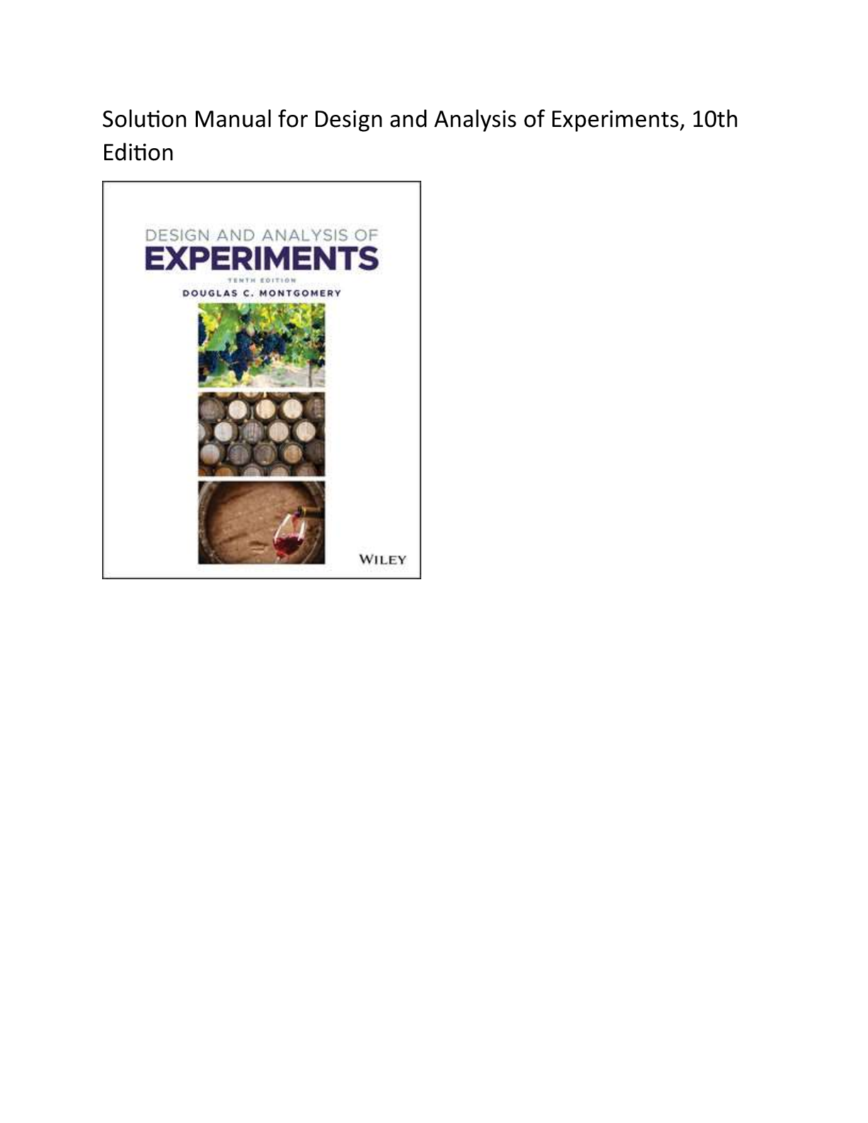 Preview of Solution Manual for Design and Analysis of Experiments, 10th  Edition