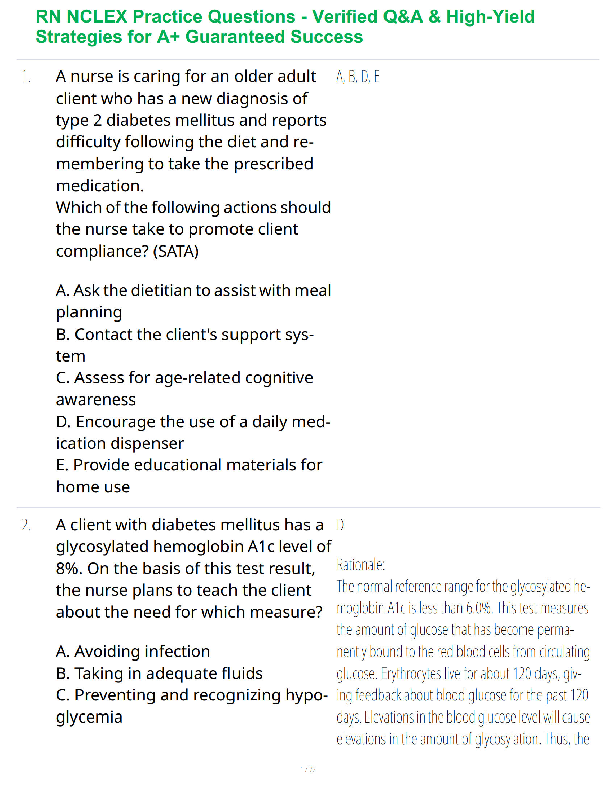 RN NCLEX Practice Questions - Verified Q&A & High-Yield Strategies for A+ Guaranteed Success