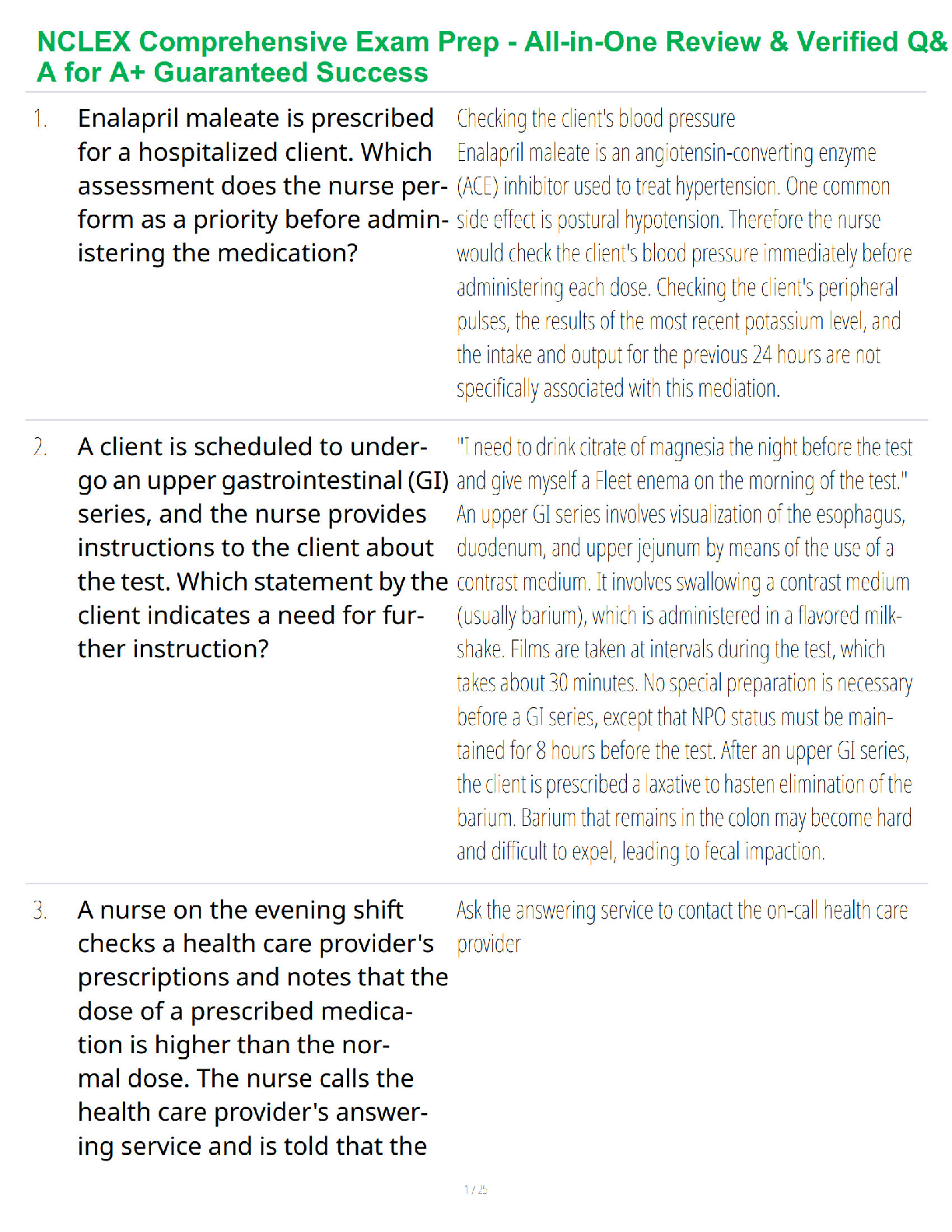 Recommended document preview for NCLEX Comprehensive Exam Prep - All-in-One Review & Verified Q&A for A+ Guaranteed Success