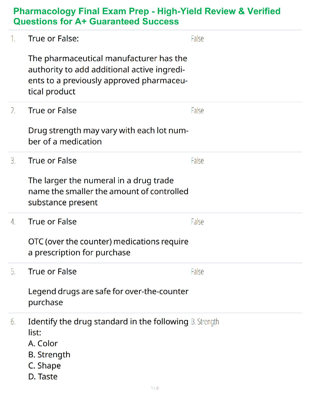 Pharmacology Final Exam Prep - High-Yield Review & Verified Questions for A+ Guaranteed Success