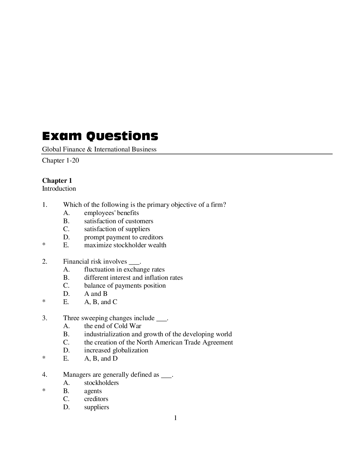 Preview image for Global Finance & International Business Exam Questions