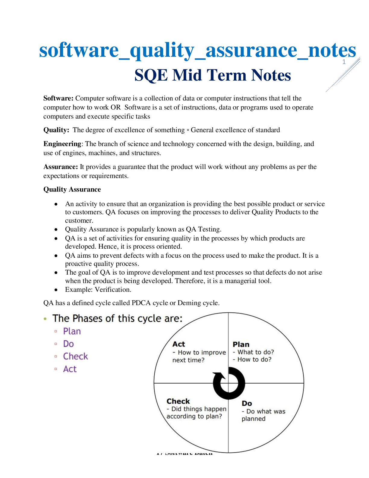 software_quality_assurance_notes SQE Mid Term Notes