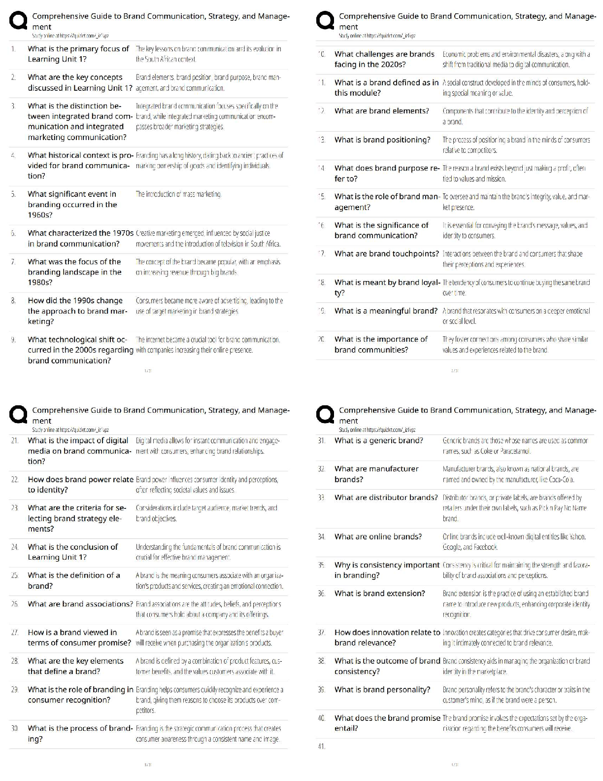 Preview of Comprehensive Guide to Brand Communication, Strategy, and Management   / 2025 Updated Stud