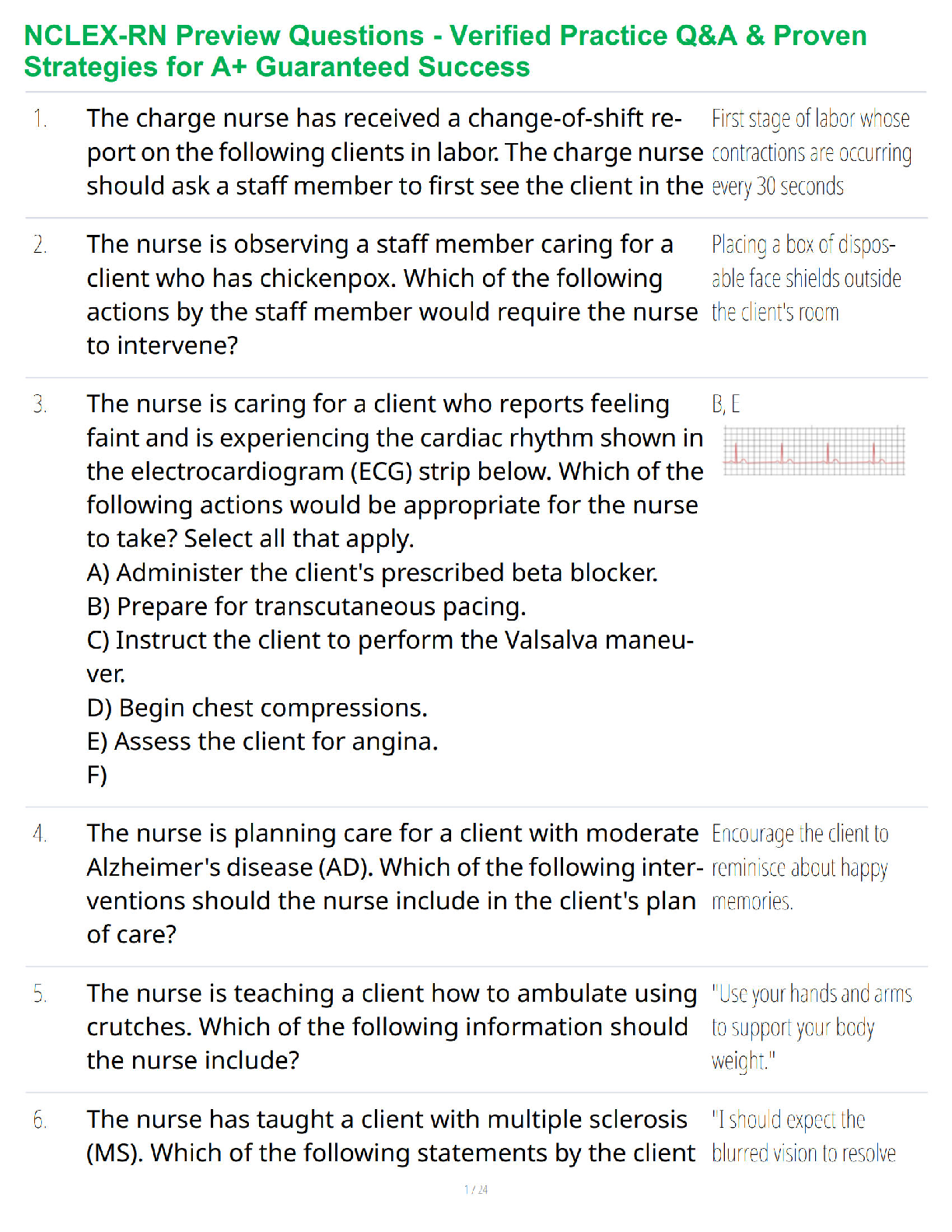 NCLEX-RN Preview Questions - Verified Practice Q&A & Proven Strategies for A+ Guaranteed Success