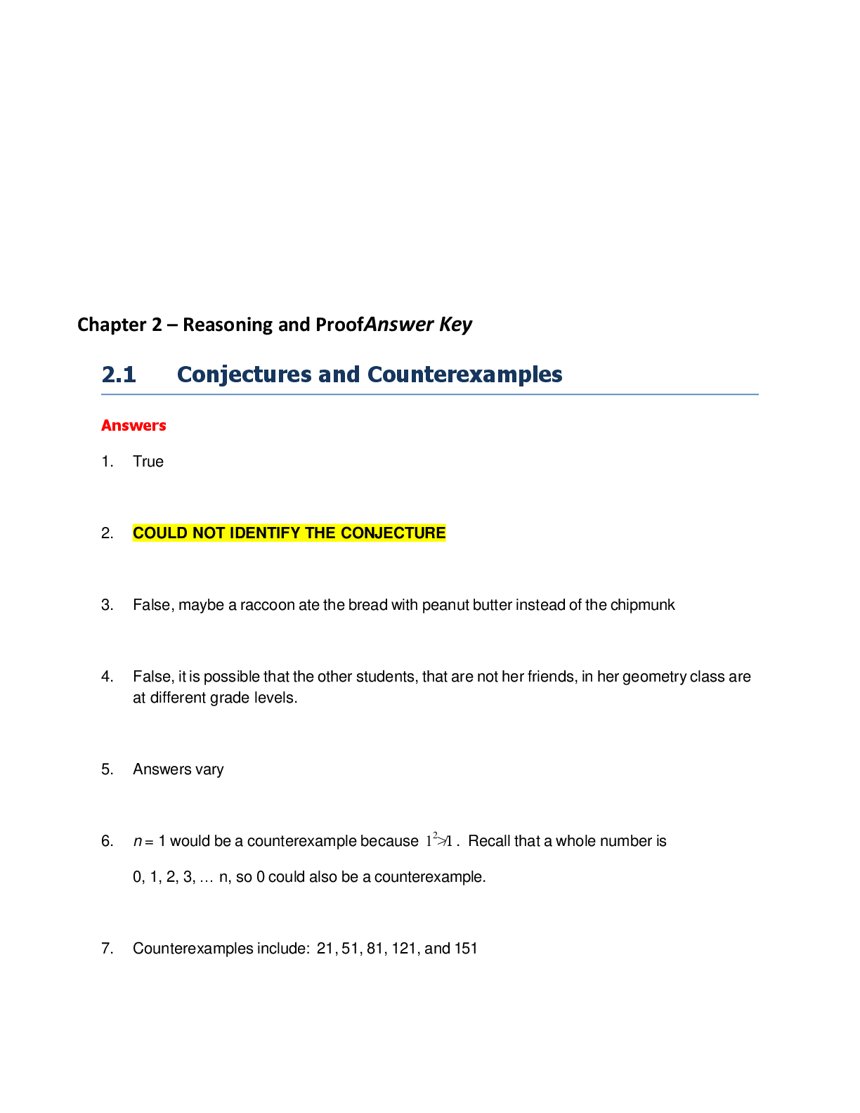 Preview image for Geometry Reasoning & Proof Answer Key