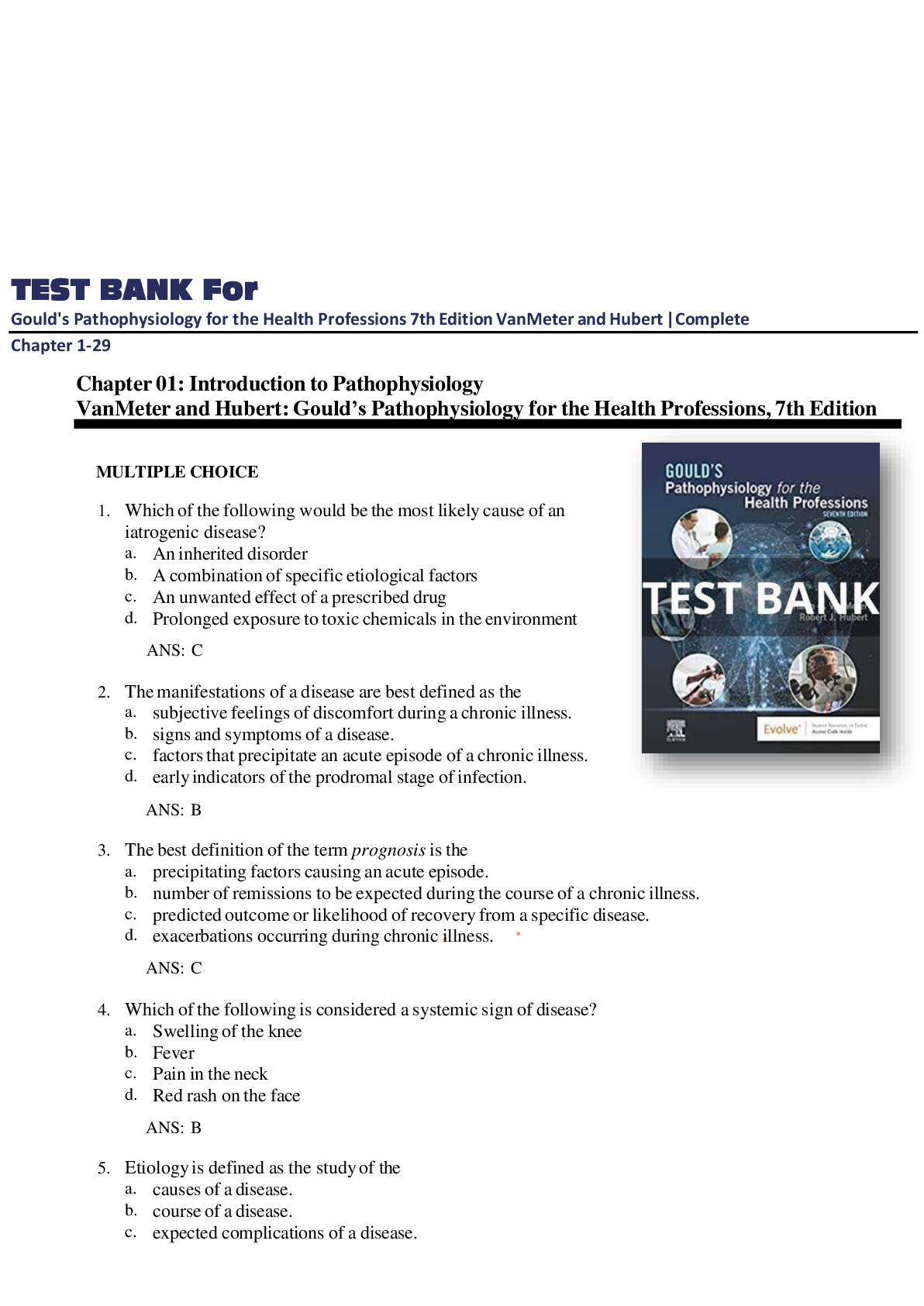 Preview image for Gould’s Pathophysiology 7th Edition Complete Test Bank (Chapters 1–28)