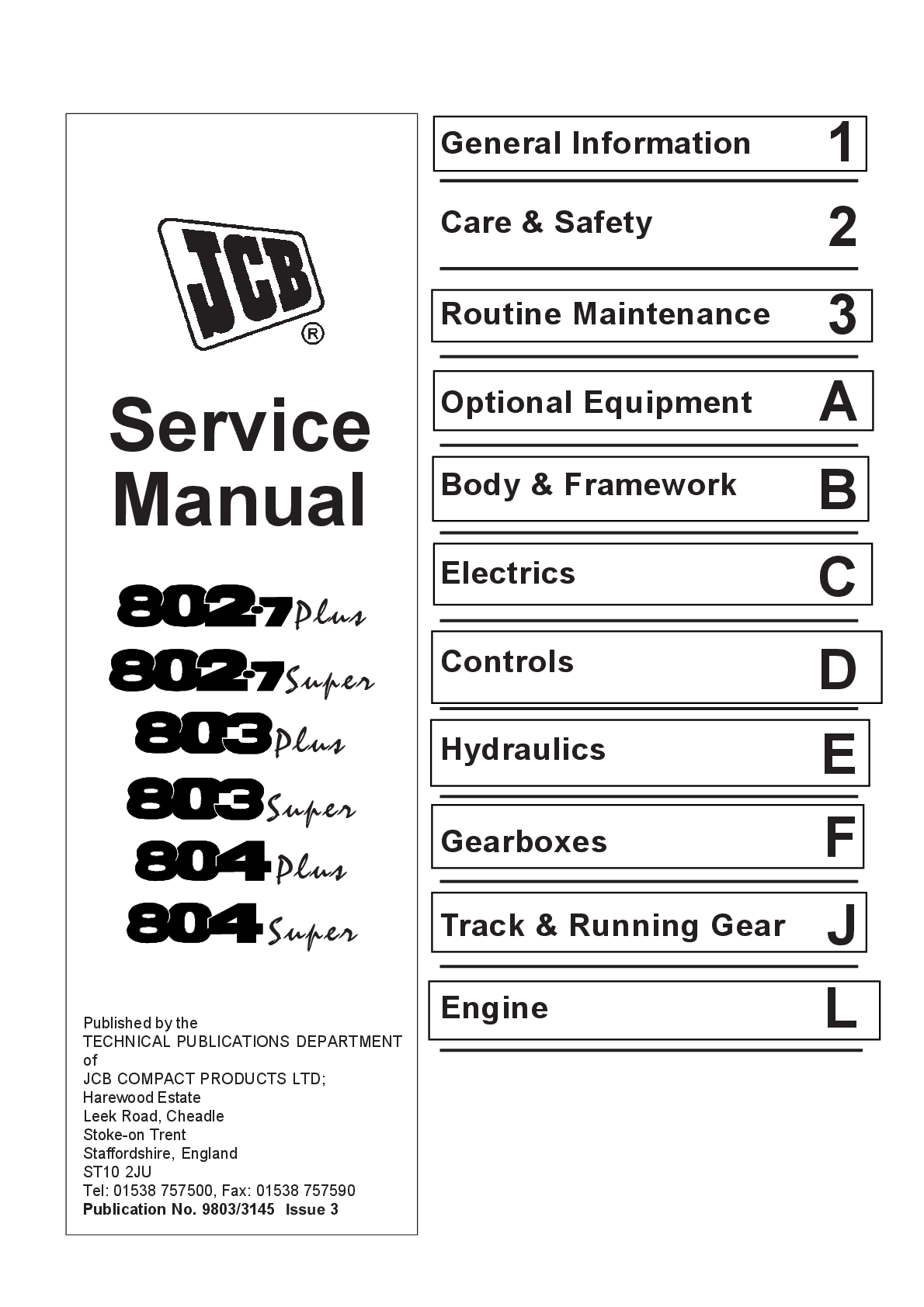 Preview of JCB 802.7, 803, 804 Plus/Super Mini Excavator Repair Service Manual
