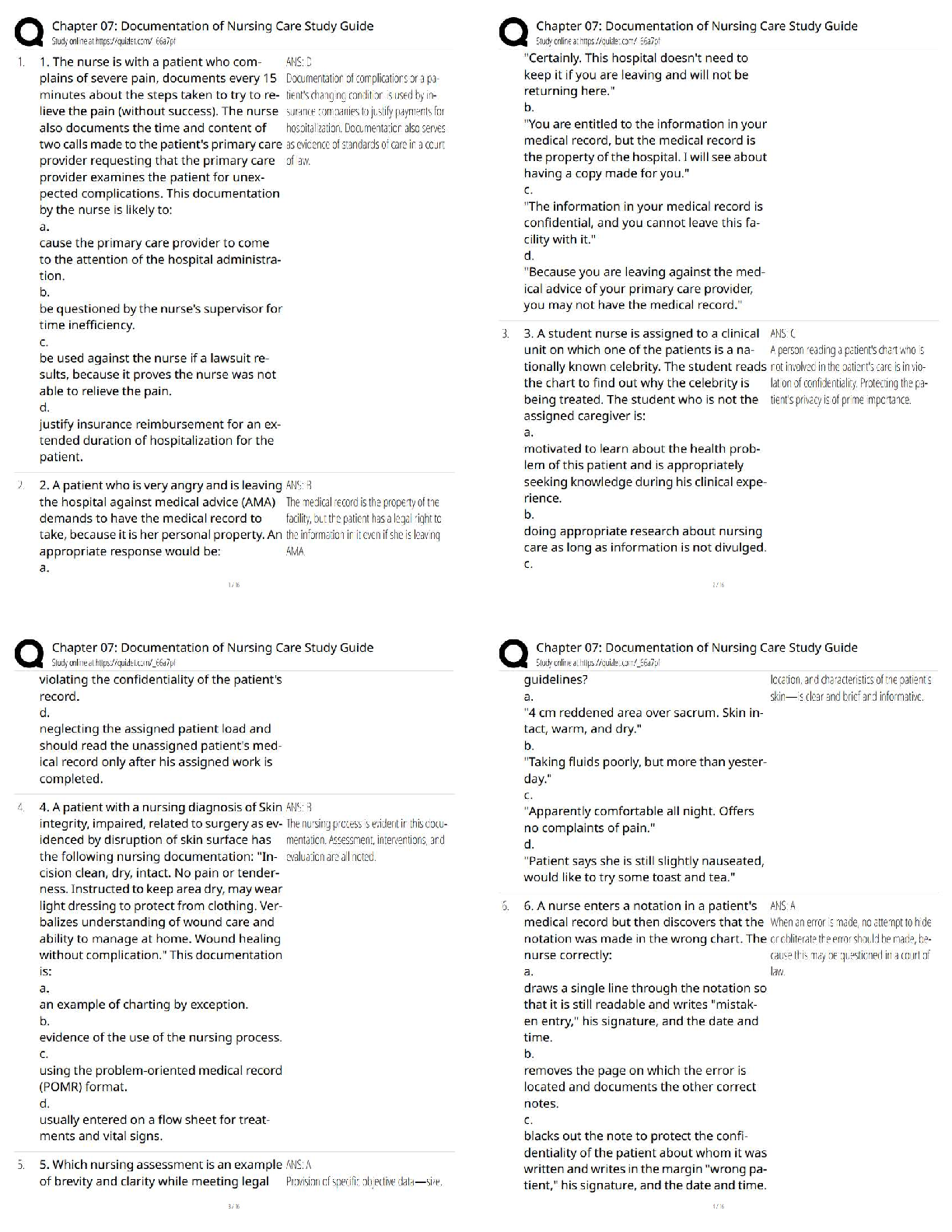 Preview of Chapter 07 Documentation of Nursing Care Study Guide   Guaranteed / 2026 Updated Notes & E