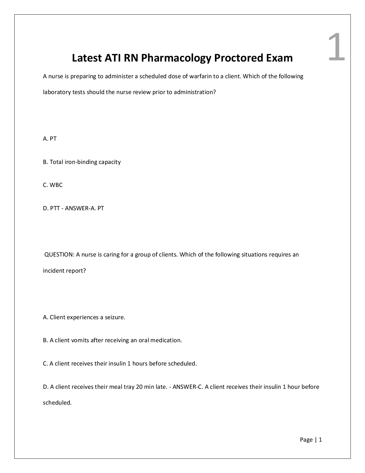 Preview image for Latest ATI RN Pharmacology Proctored Exam