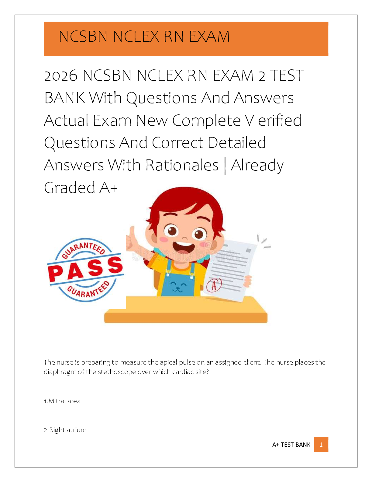 2026 NCSBN NCLEX RN EXAM 2 TEST BANK With Questions And Answers Actu ...