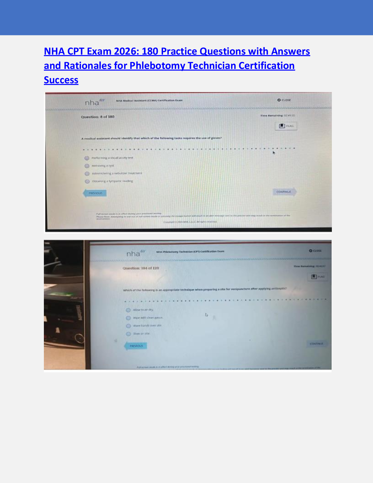 Preview of NHA CCMA Exam Review 2026:  Practice Questions with  Answers in  – Pass with Confidence