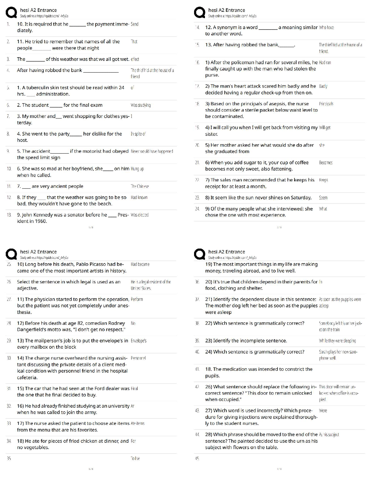 Recommended document preview for HESI A2 Entrance Exam Test Bank / Study Guide / Practice Questions 2025–2026 New Version |  