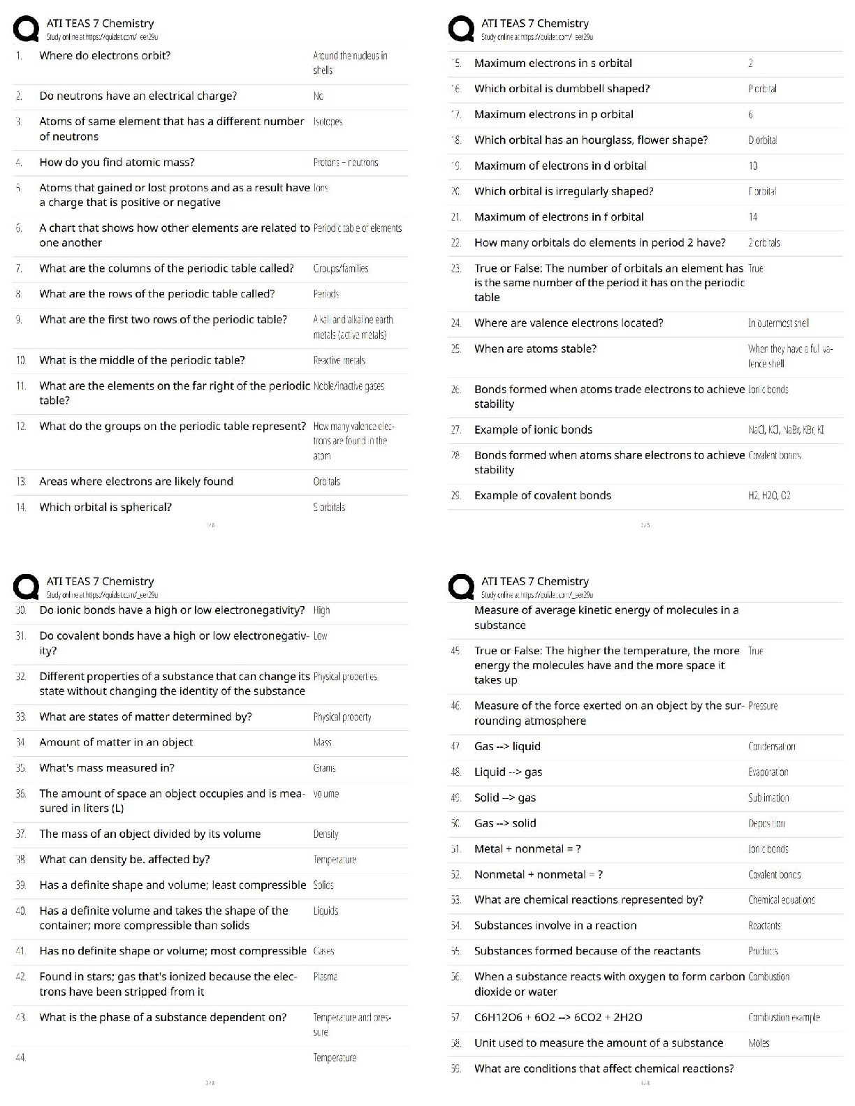 Recommended document preview for ATI TEAS 7 Chemistry Test Bank / Study Guide / Practice Questions 2025–2026 New Version |  