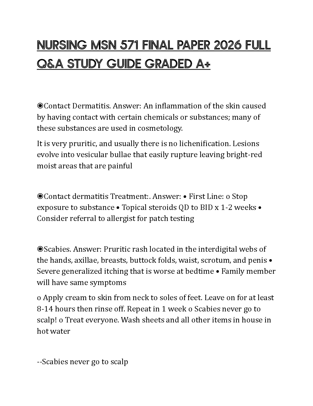 Recommended document preview for NURSING MSN 571 FINAL PAPER 2026 FULL Q&A STUDY GUIDE GRADED A+