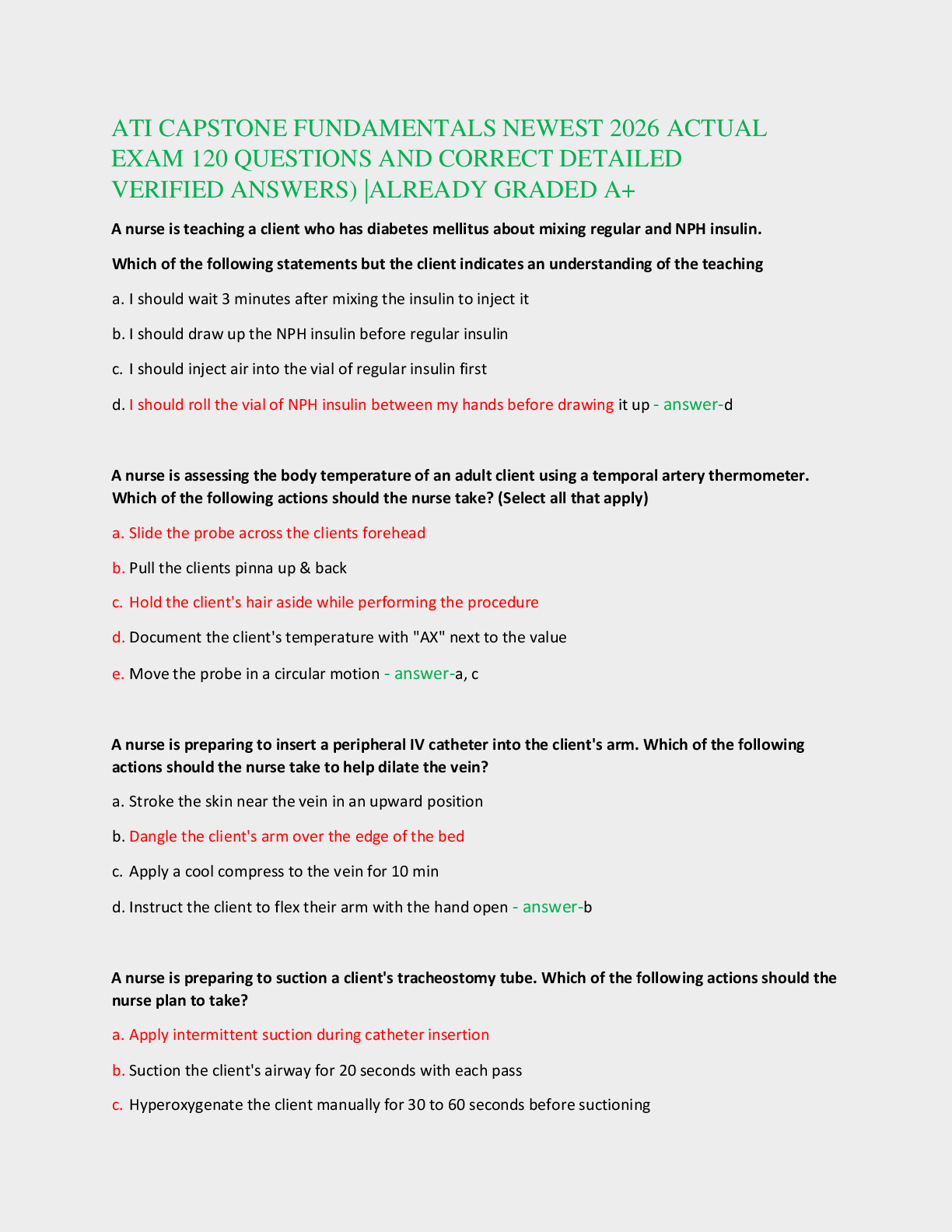 ATI CAPSTONE FUNDAMENTALS NEWEST 2026 ACTUAL   EXAM 120 QUESTIONS AND CORRECT DETAILED   VERIFIED ANSWERS) |ALREADY GRADED A+