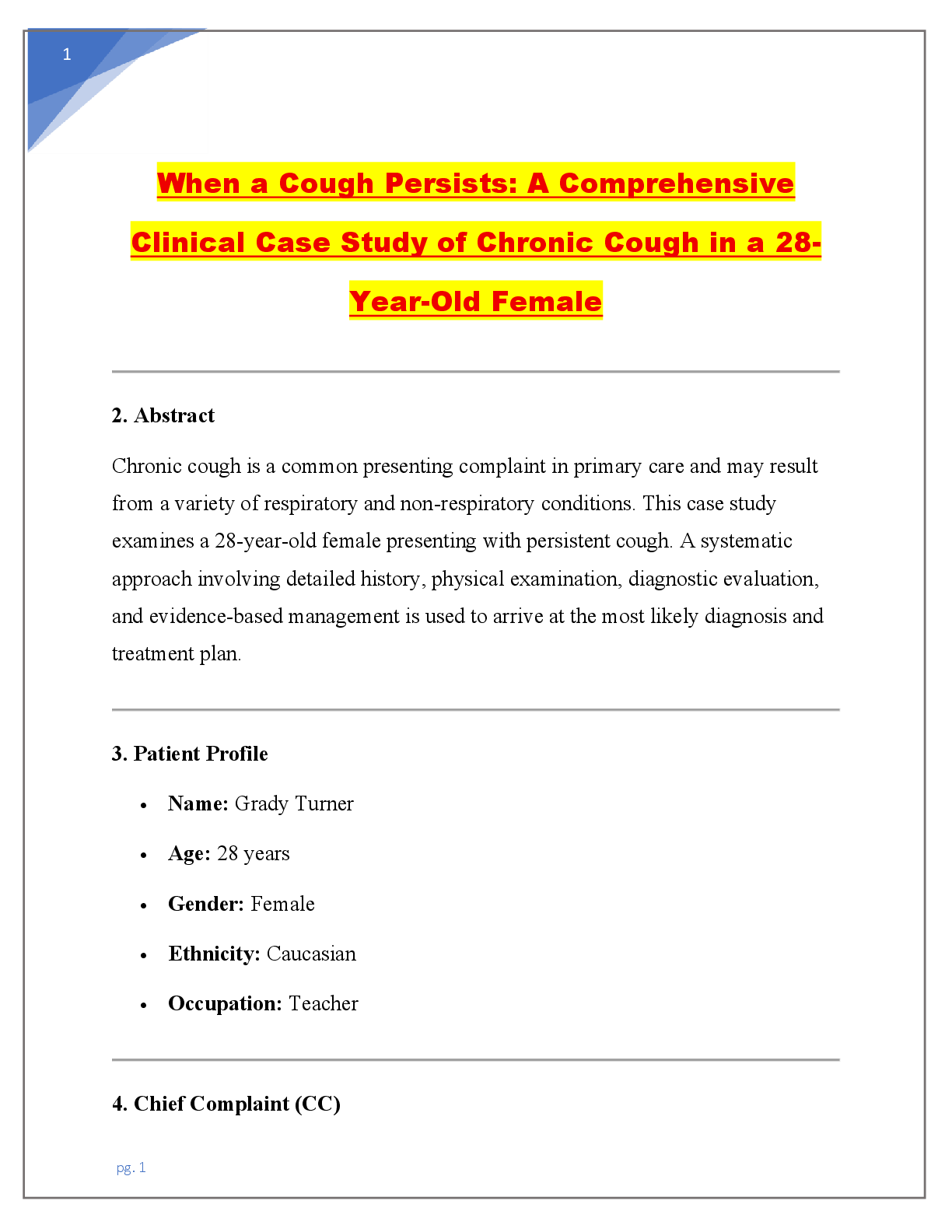 Preview of When a Cough Persists: A Comprehensive Clinical Case Study of Chronic Cough in a 28-Year-Old Female