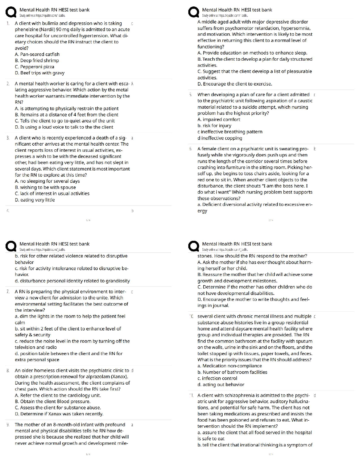 Recommended document preview for Mental Health RN HESI Test Bank   Guaranteed / New Version 2025–2026 Update