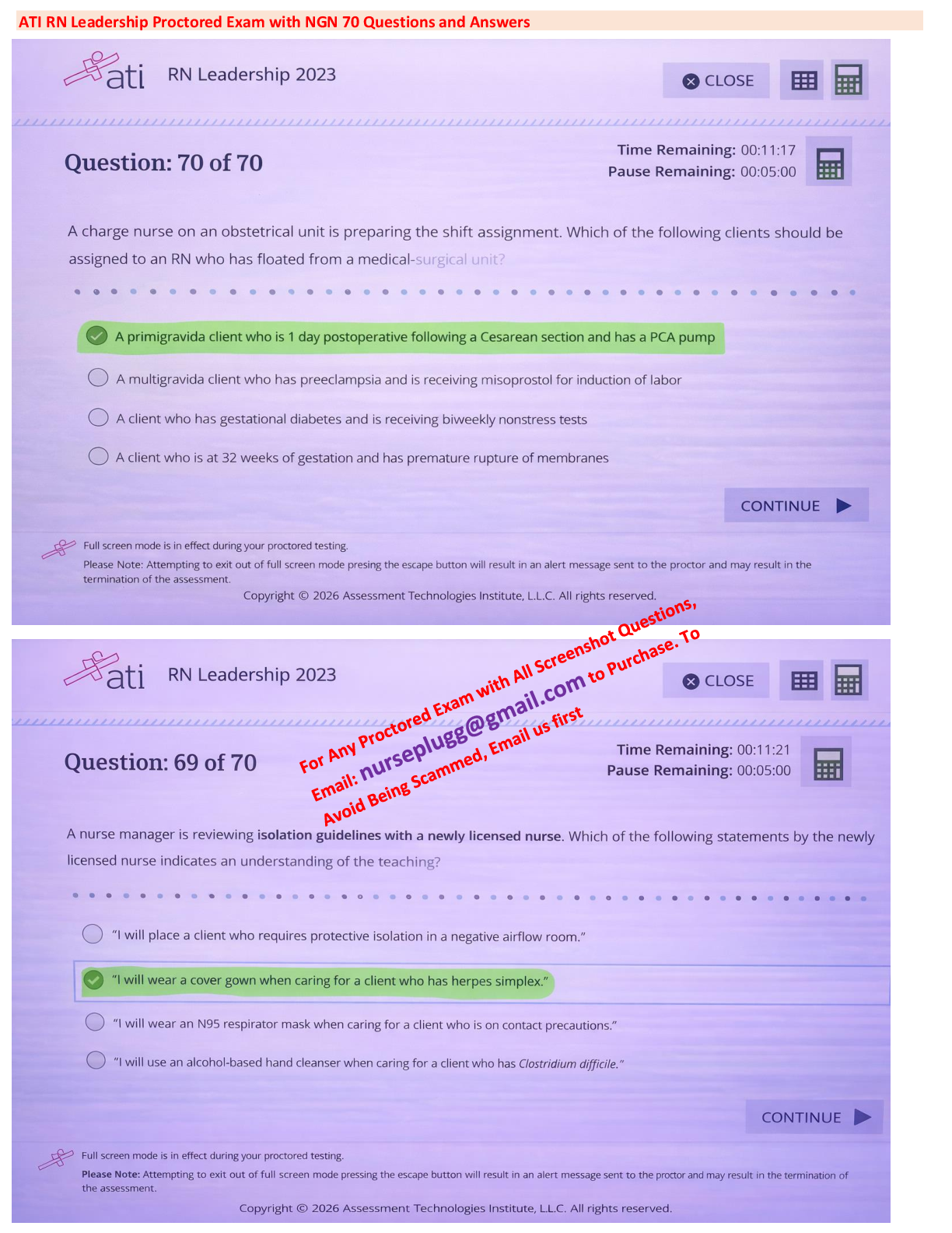Preview image for Unlock the ATI RN Leadership Level 3 2023-2026 Proctored Exam with NGN including 70 questions and answers.