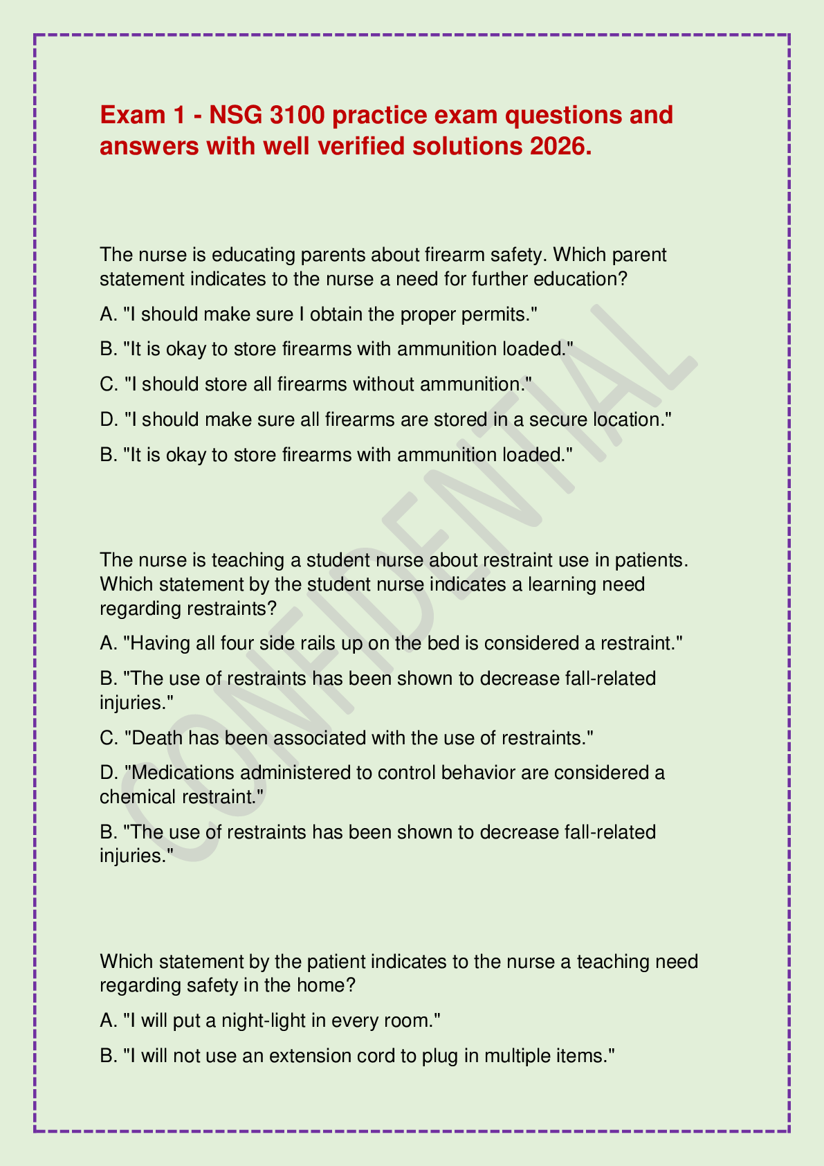 Recommended document preview for Exam 1 - NSG 3100 practice exam questions and answers with well verified solutions 2026.