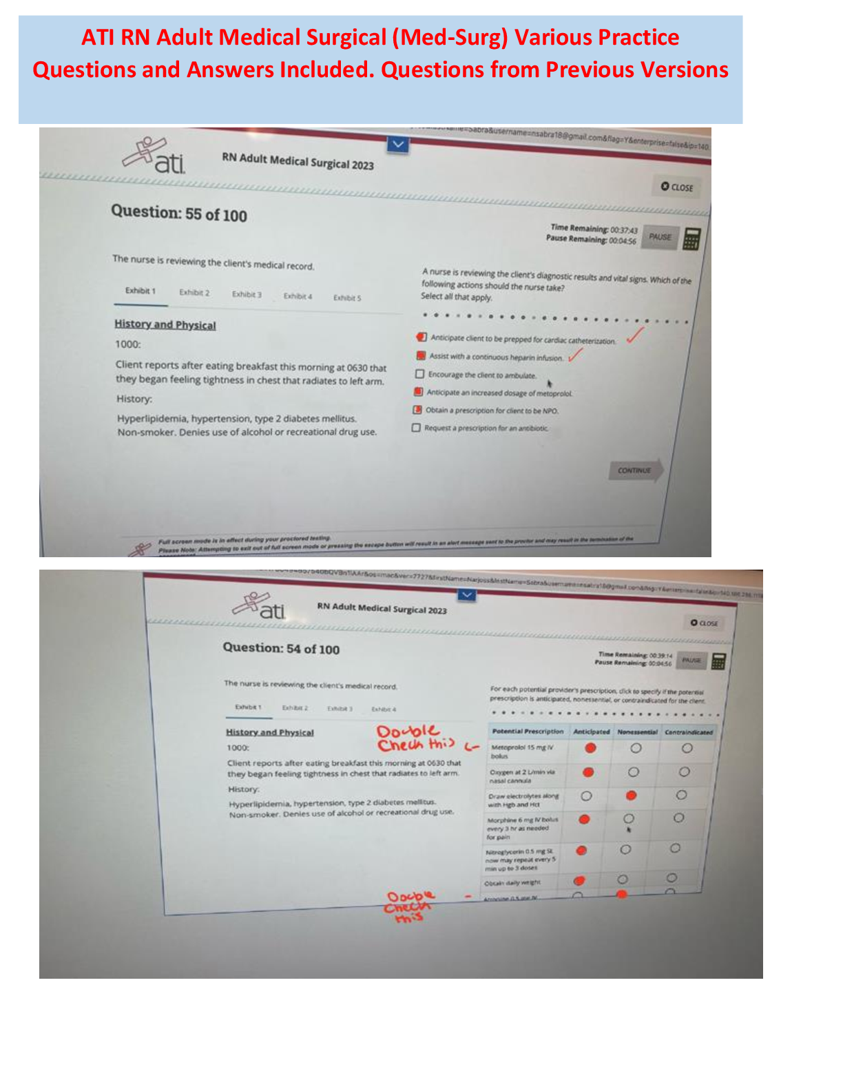 Recommended document preview for Unlock the ATI RN Adult Medical Surgical 2023-2026 Proctored Exam with NGN including 100 questions and answers.
