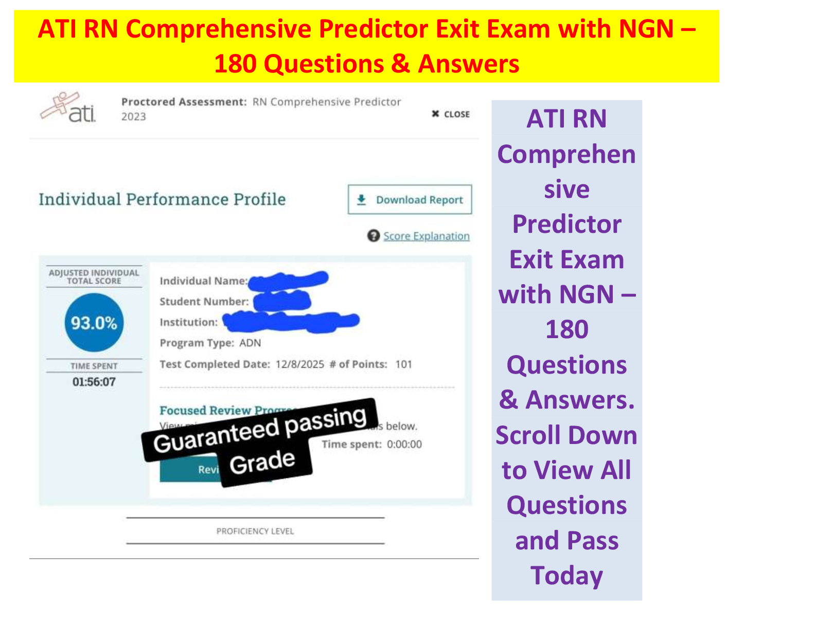 Preview image for Unlock the ATI RN Comprehensive Predictor Exit 2023-2026 with NGN including 180 questions and answers.