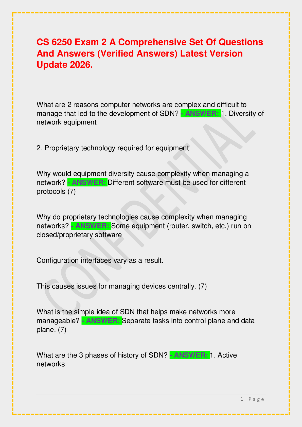 Recommended document preview for CS 6250 Exam 2 A Comprehensive Set Of Questions And Answers (Verified Answers) Latest Version Update 2026.