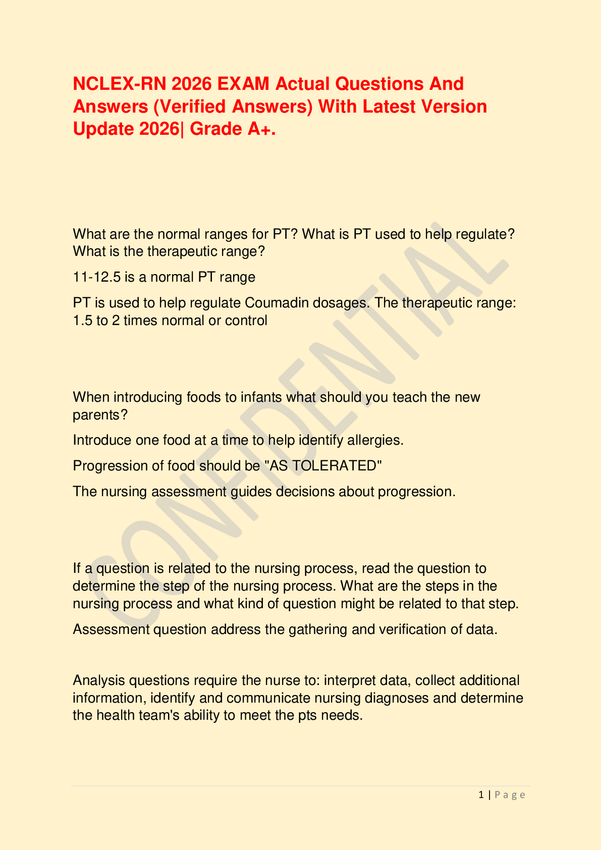 Recommended document preview for NCLEX-RN 2026 EXAM Actual Questions And Answers (Verified Answers) With Latest Version Update 2026| Grade A+.