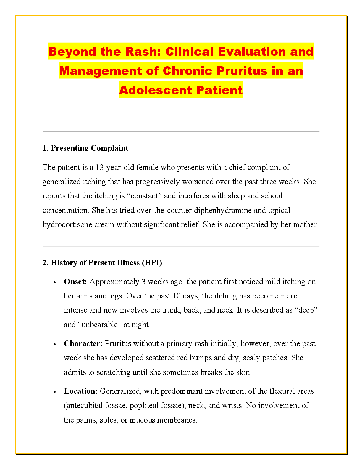 Preview of Beyond the Rash: Clinical Evaluation and Management of Chronic Pruritus in an Adolescent Patient