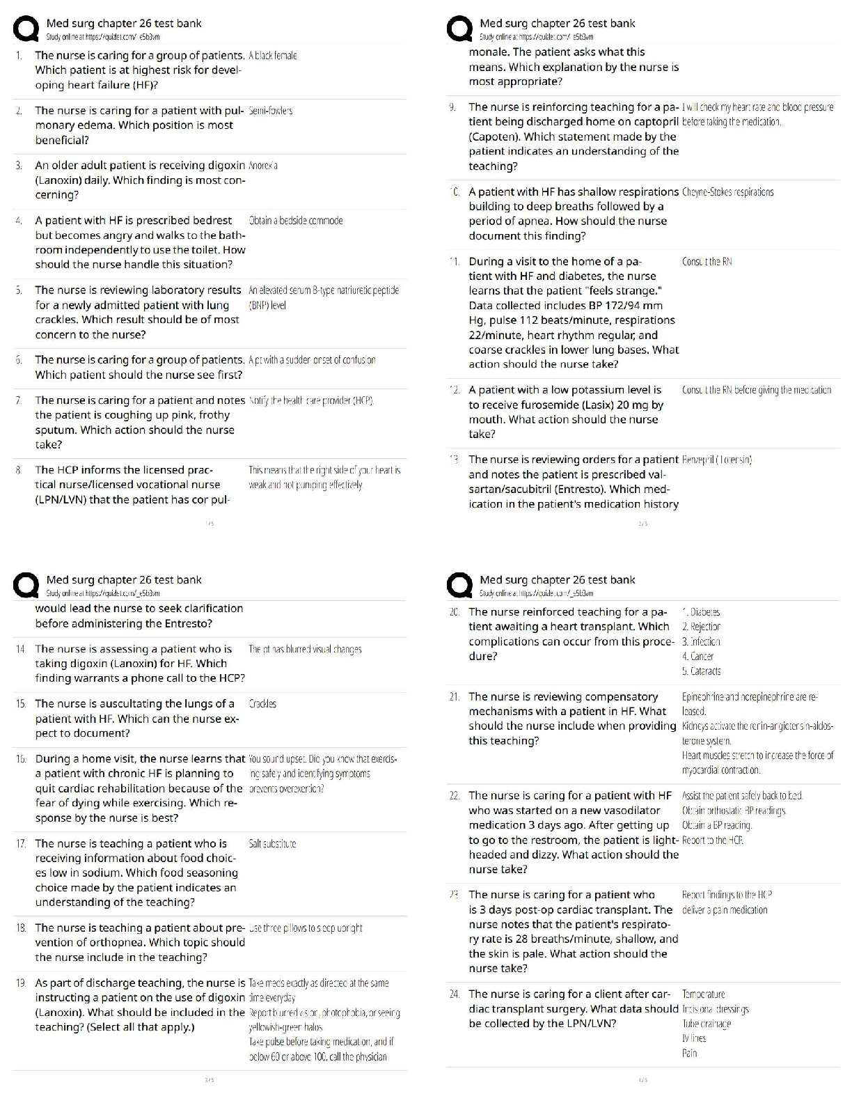 Recommended document preview for Med Surg Chapter 26 Test Bank / Medical Surgical Nursing Practice Questions   | 2025–2026 Updated