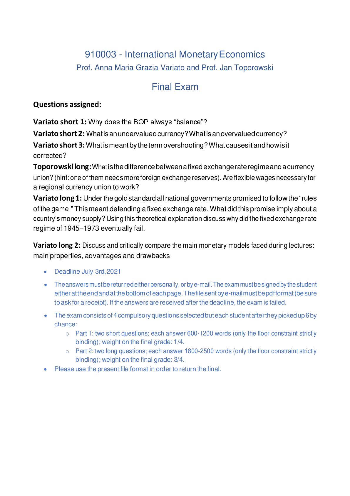 Recommended document preview for 910003 - International Monetary Economics