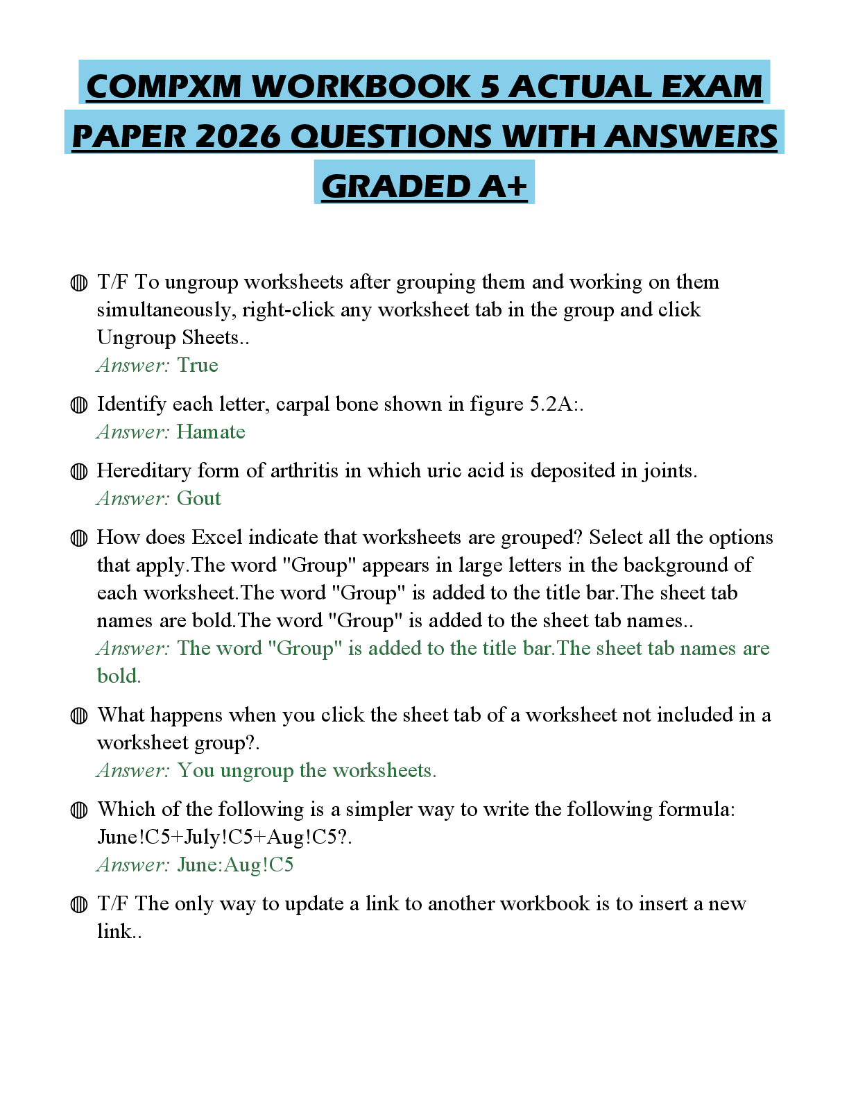 Recommended document preview for COMPXM WORKBOOK 5 ACTUAL EXAM PAPER 2026 QUESTIONS WITH ANSWERS GRADED A+