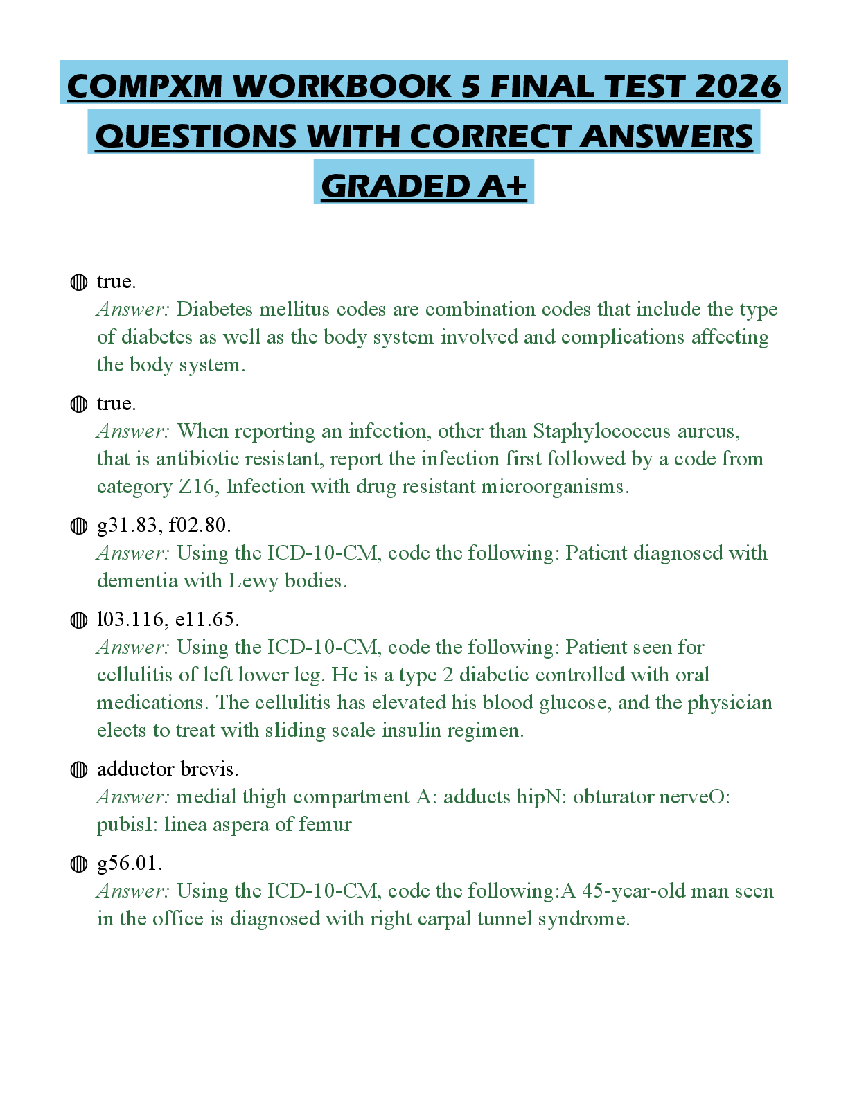 Recommended document preview for COMPXM WORKBOOK 5 FINAL TEST 2026 QUESTIONS WITH CORRECT ANSWERS GRADED A+