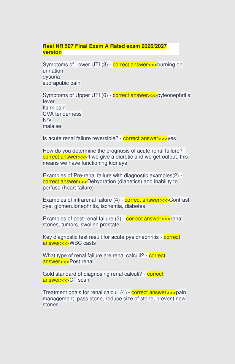 Real NR 507 Final Exam A Rated exam 2026/2027 version
