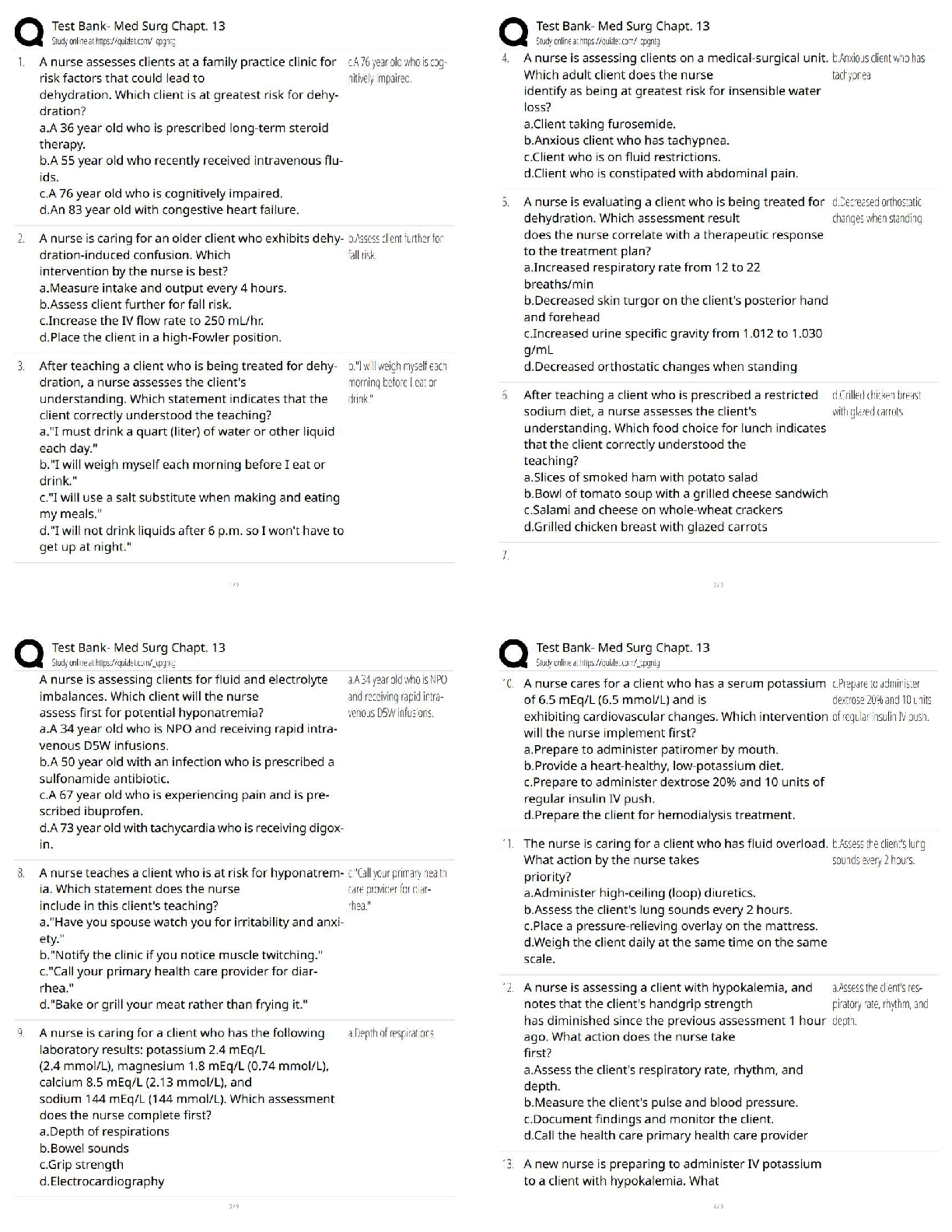 Recommended document preview for Med Surg Chapter 13 Test Bank / Medical Surgical Nursing Practice Questions / Score 100% | 2025–2026 Updated