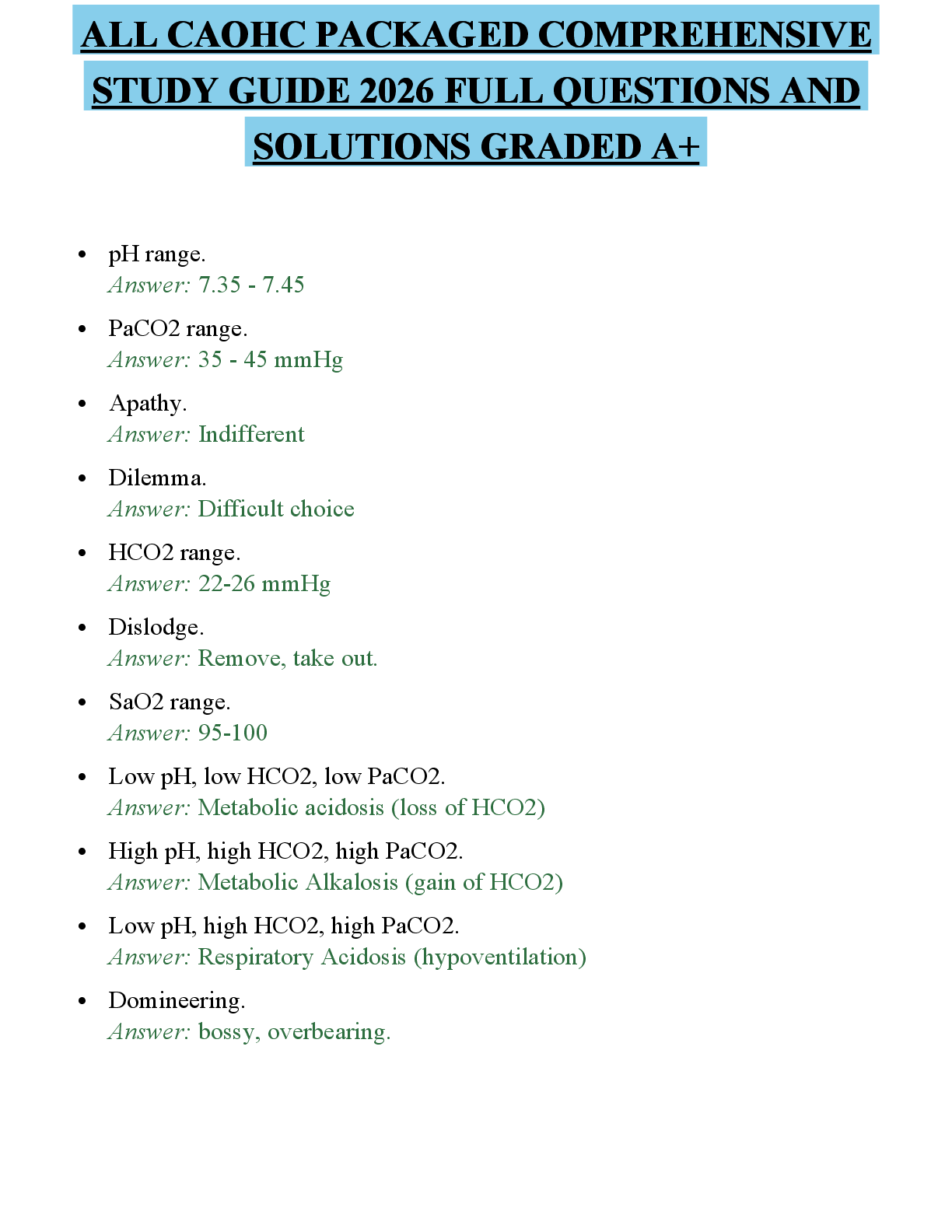 Recommended document preview for ALL CAOHC PACKAGED COMPREHENSIVE STUDY GUIDE 2026 FULL QUESTIONS AND SOLUTIONS GRADED A+