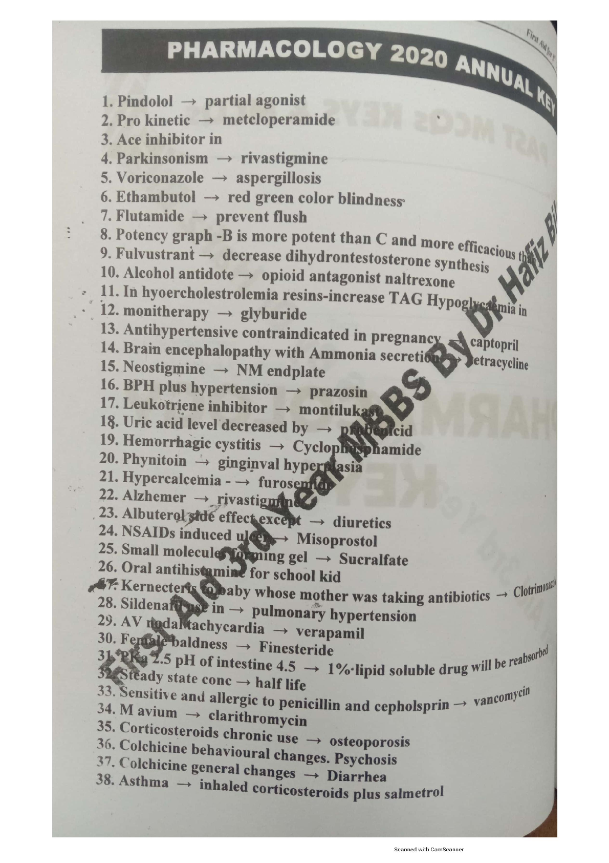 ARMACOLOGY 1st  MCQs