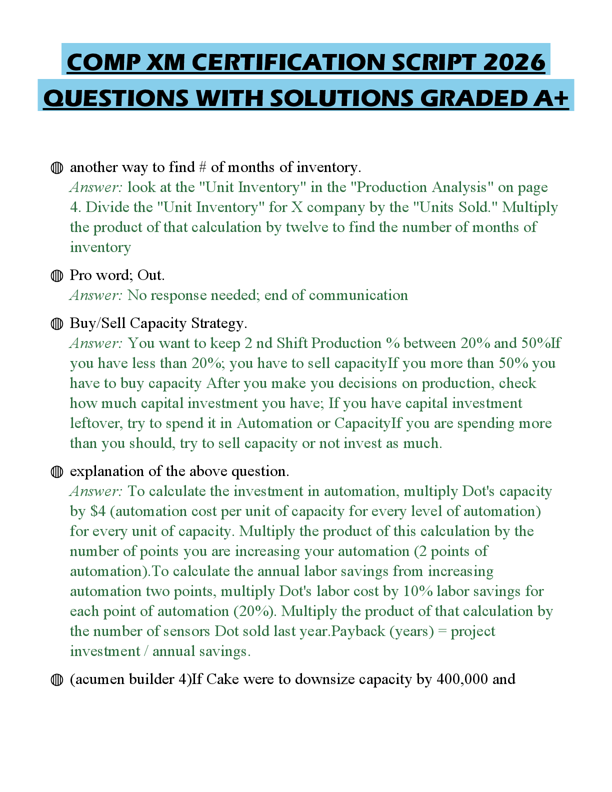 COMP XM CERTIFICATION SCRIPT 2026 QUESTIONS WITH SOLUTIONS GRADED A+