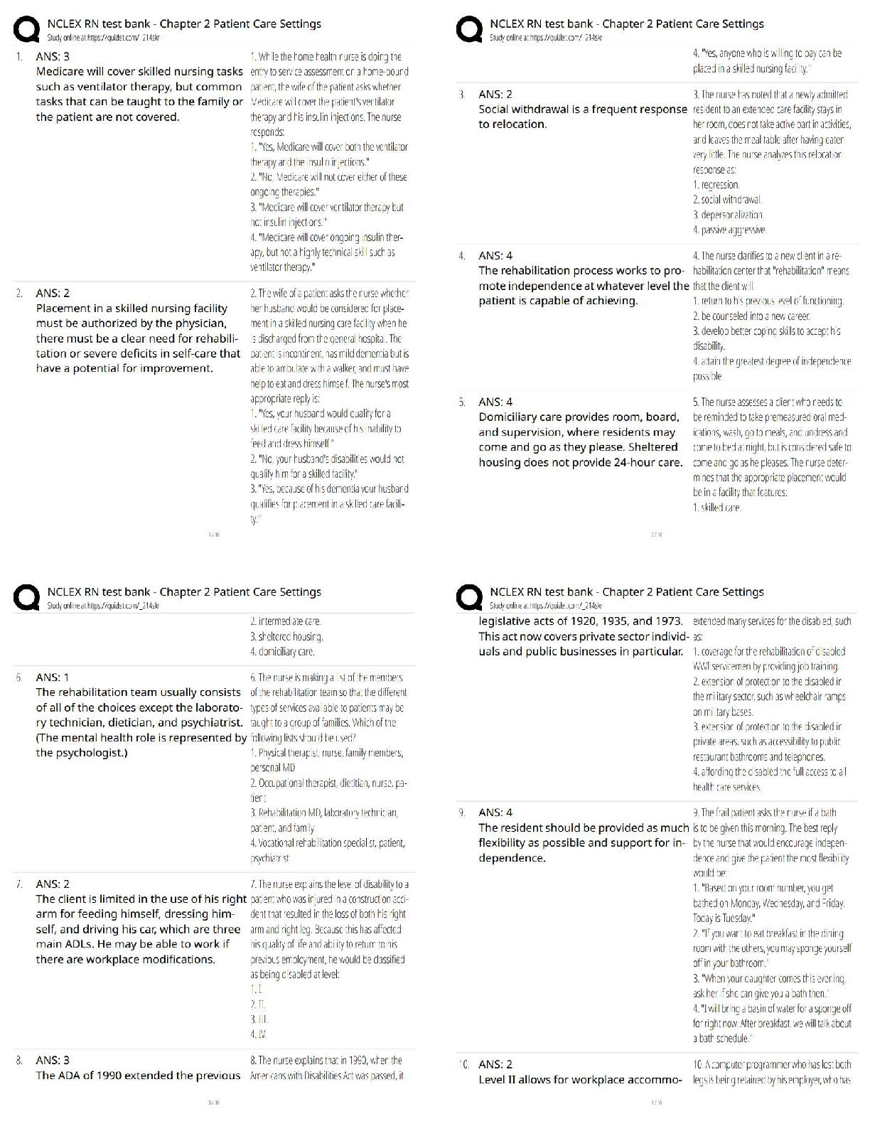 Recommended document preview for NCLEX RN Test Bank Chapter 2 Patient Care Settings / Score 100% / Latest 2026 Update