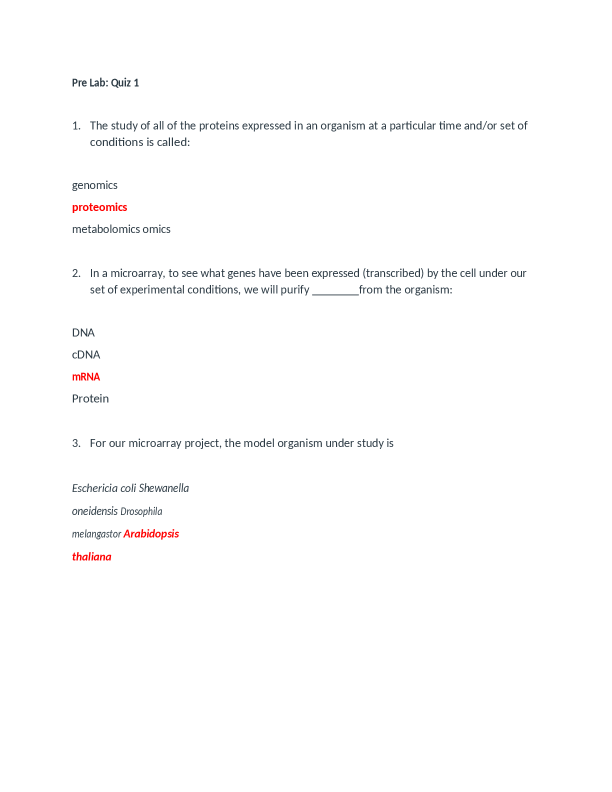 Recommended document preview for BCHS 3201 Biochemistry I Laboratory  Prelab Quiz 1