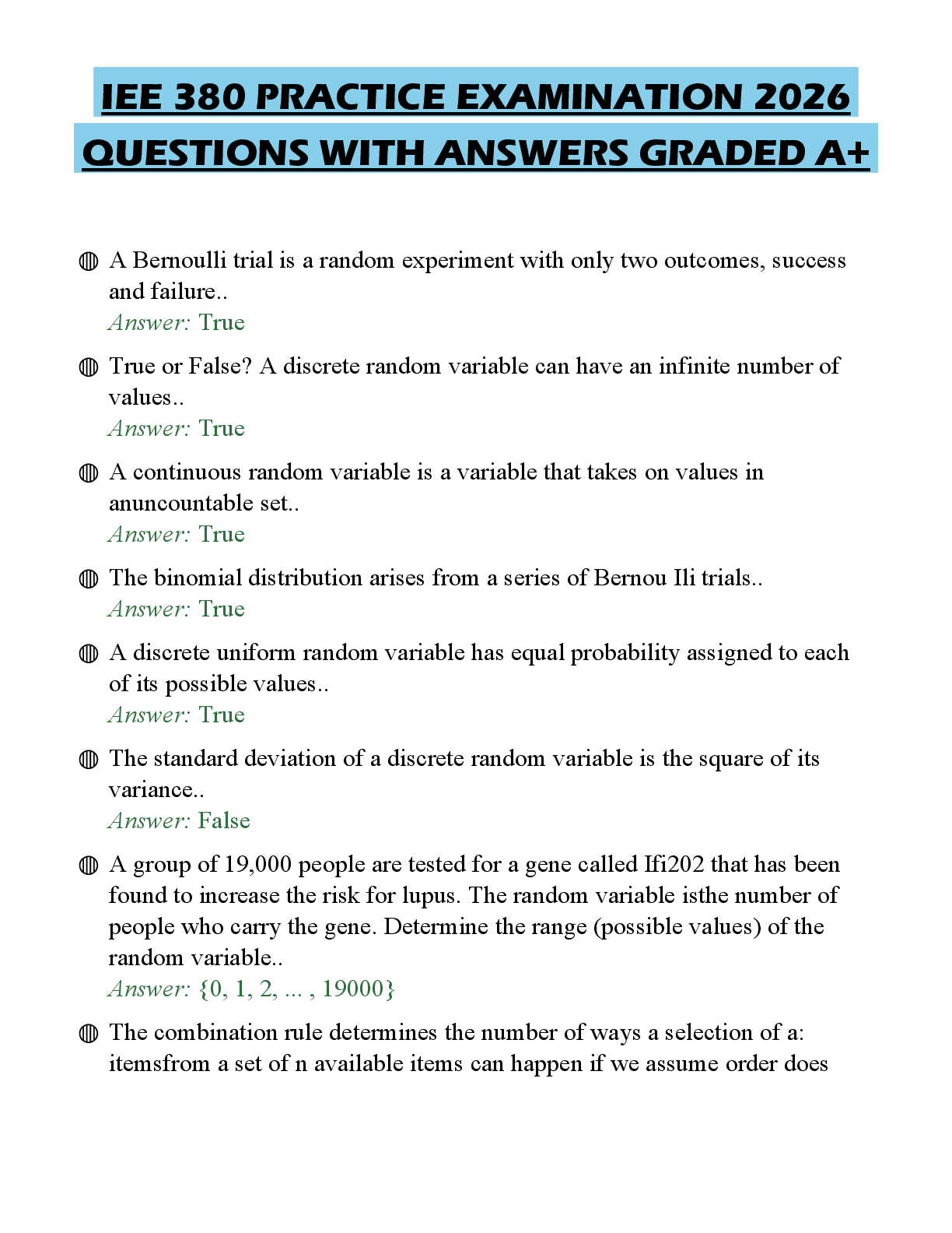 Recommended document preview for IEE 380 PRACTICE EXAMINATION 2026 QUESTIONS WITH ANSWERS GRADED A+